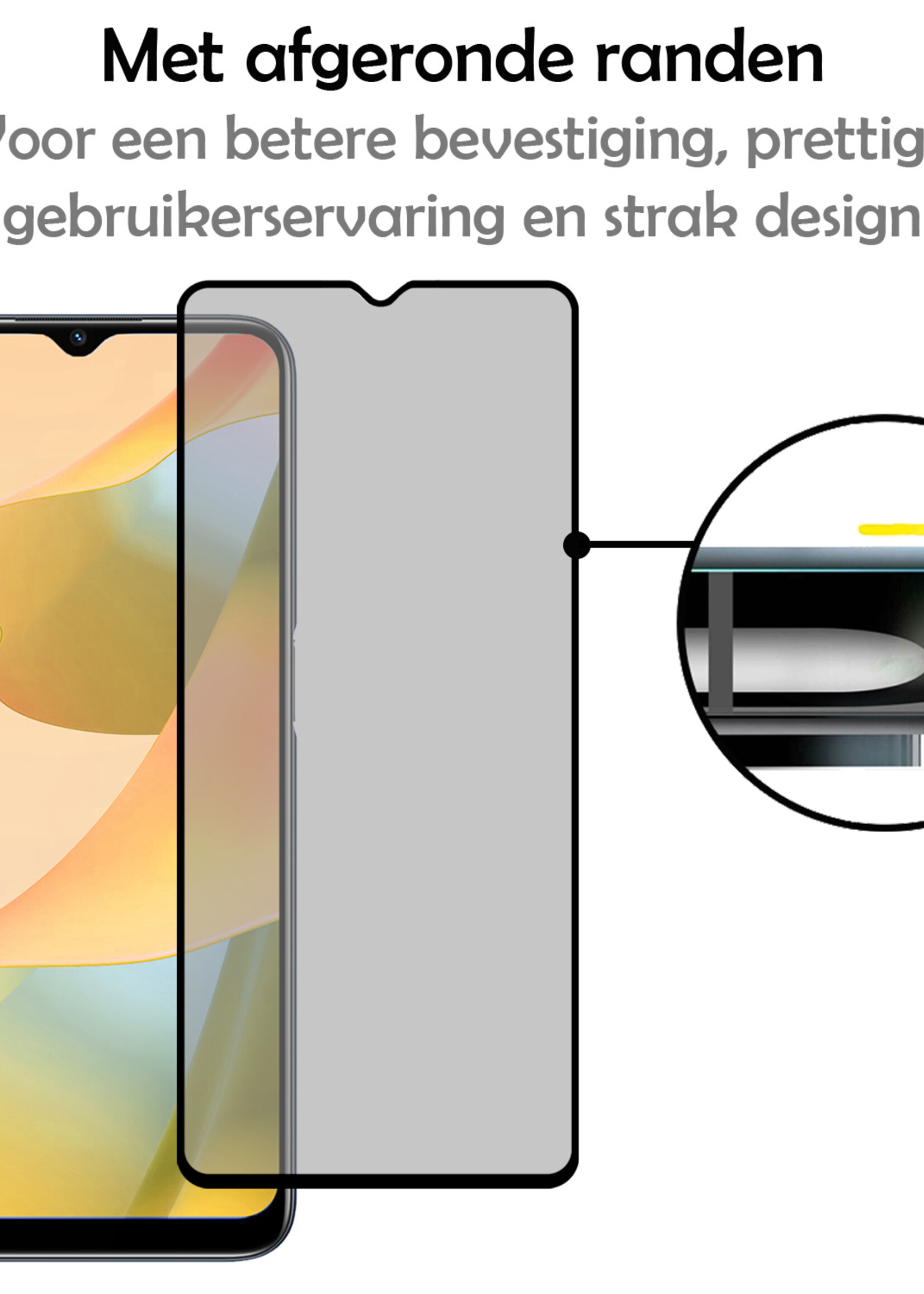 LUQ Screenprotector Geschikt voor OPPO A16 Privacy Screenprotector Bescherm Glas - Privacy Screenprotector Geschikt voor OPPO A16 Screenprotector Glas - 2 Stuks