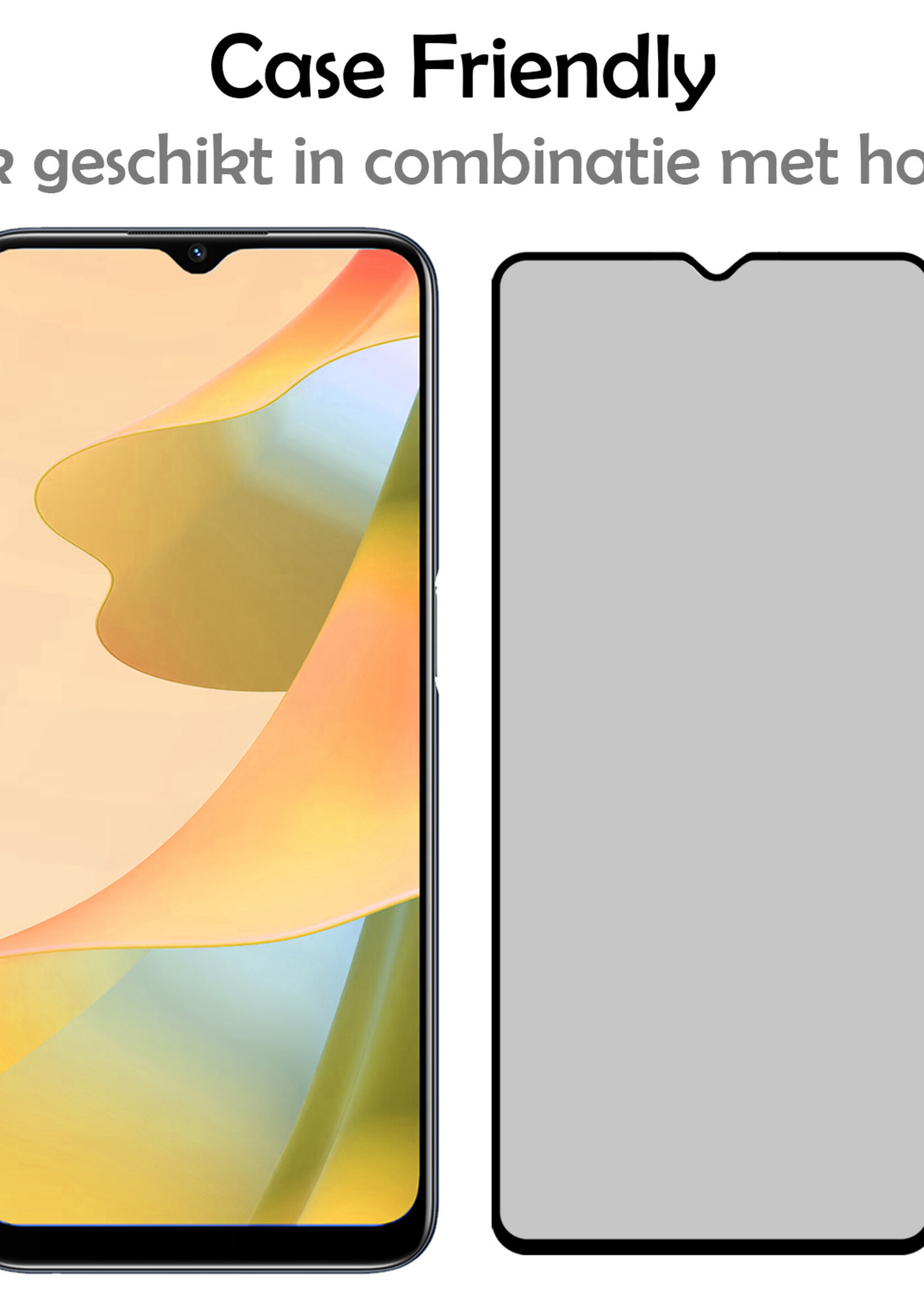 LUQ Screenprotector Geschikt voor OPPO A16 Privacy Screenprotector Bescherm Glas - Privacy Screenprotector Geschikt voor OPPO A16 Screenprotector Glas - 2 Stuks