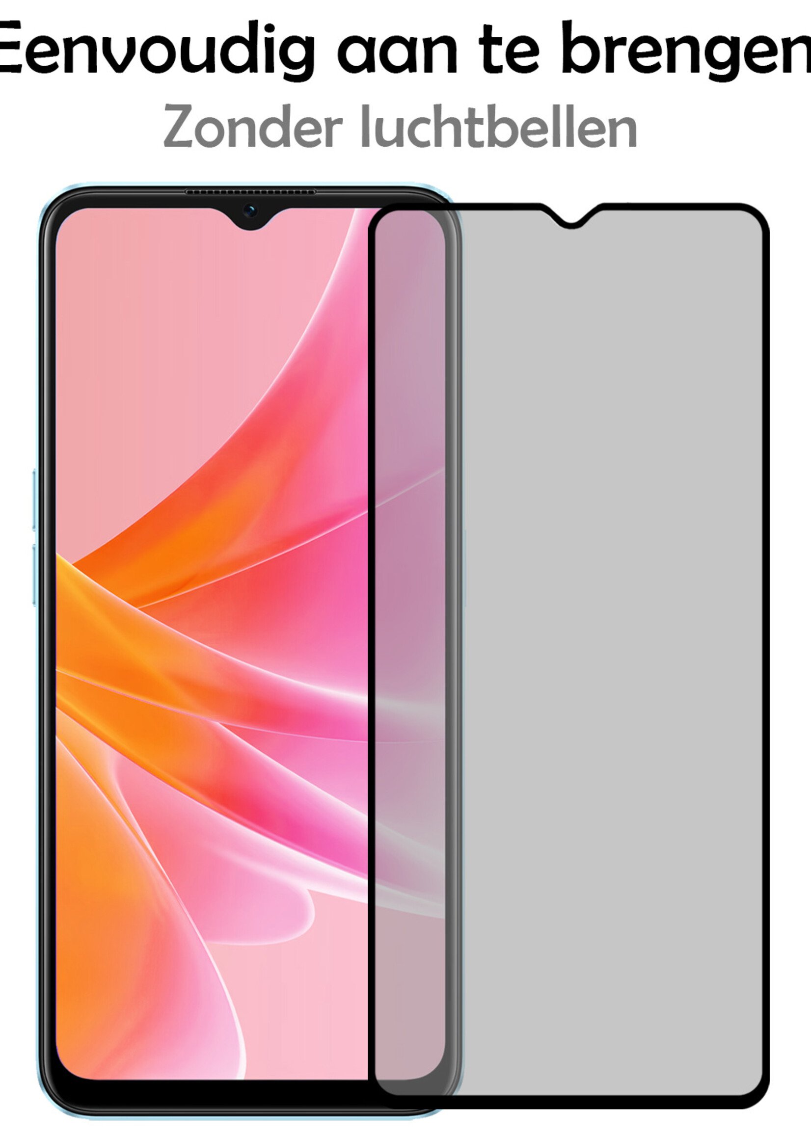 LUQ Screenprotector Geschikt voor OPPO A17 Privacy Screenprotector Bescherm Glas - Privacy Screenprotector Geschikt voor OPPO A17 Screenprotector Glas