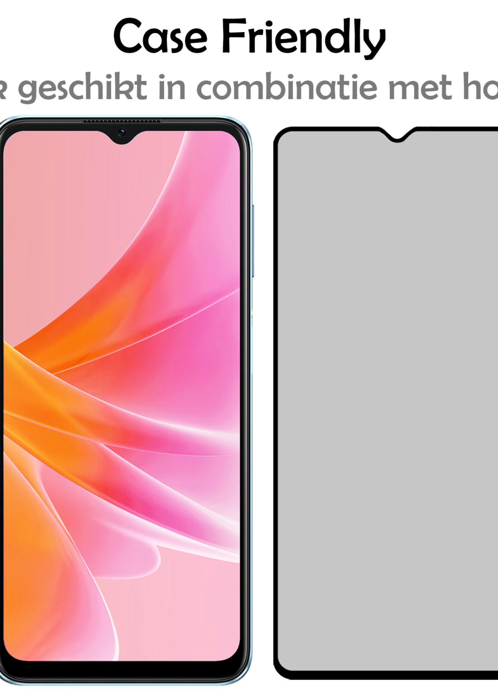 LUQ Screenprotector Geschikt voor OPPO A17 Privacy Screenprotector Bescherm Glas - Privacy Screenprotector Geschikt voor OPPO A17 Screenprotector Glas