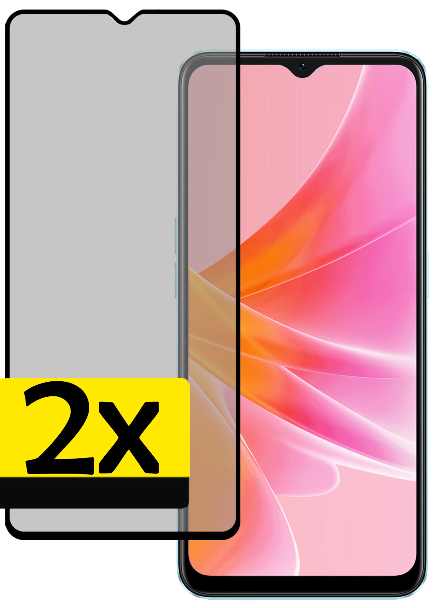 LUQ Screenprotector Geschikt voor OPPO A17 Privacy Screenprotector Bescherm Glas - Privacy Screenprotector Geschikt voor OPPO A17 Screenprotector Glas - 2 Stuks