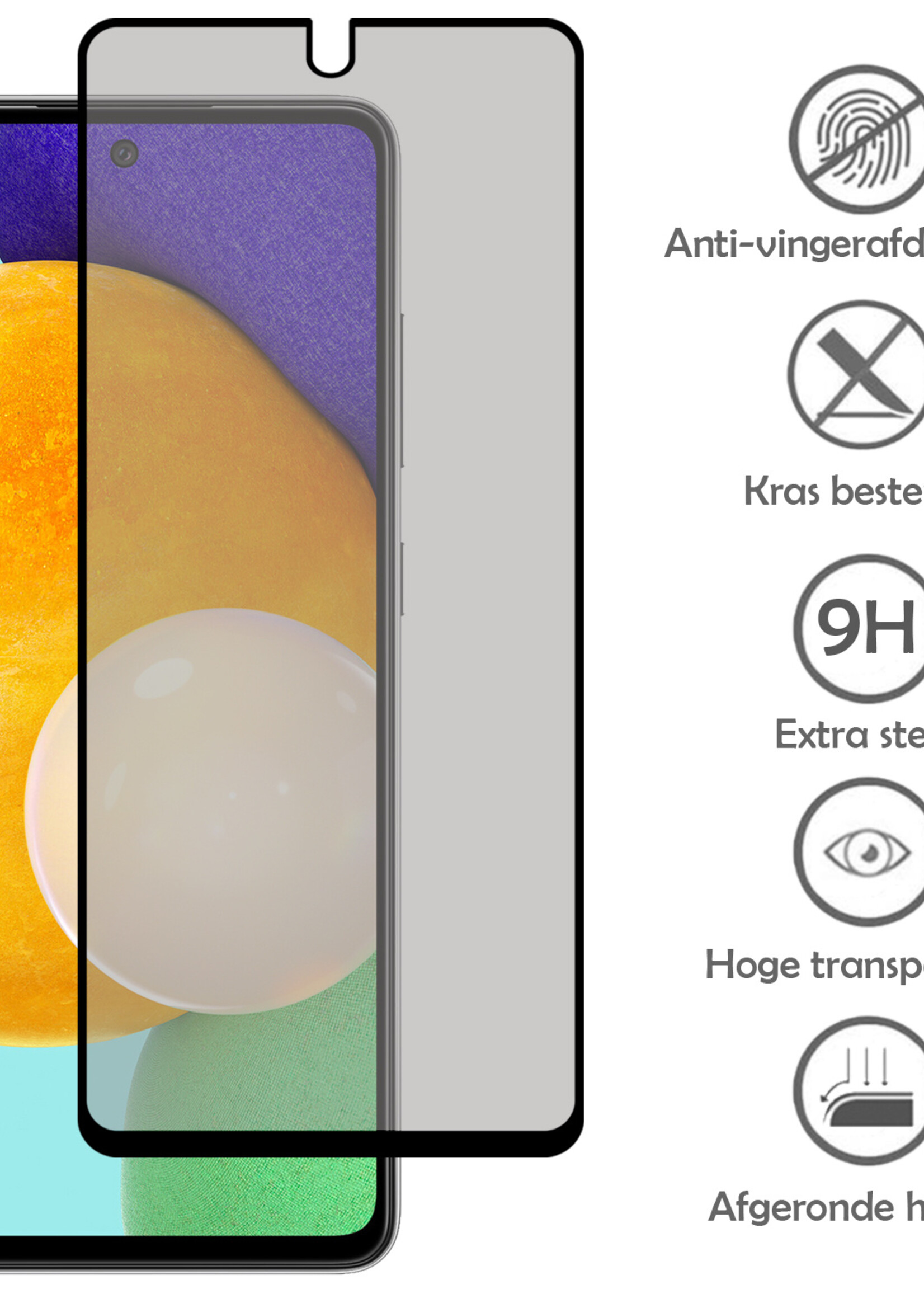 LUQ Screenprotector Geschikt voor Samsung A52 Privacy Screenprotector Bescherm Glas - Privacy Screenprotector Geschikt voor Samsung Galaxy A52 Screenprotector Glas