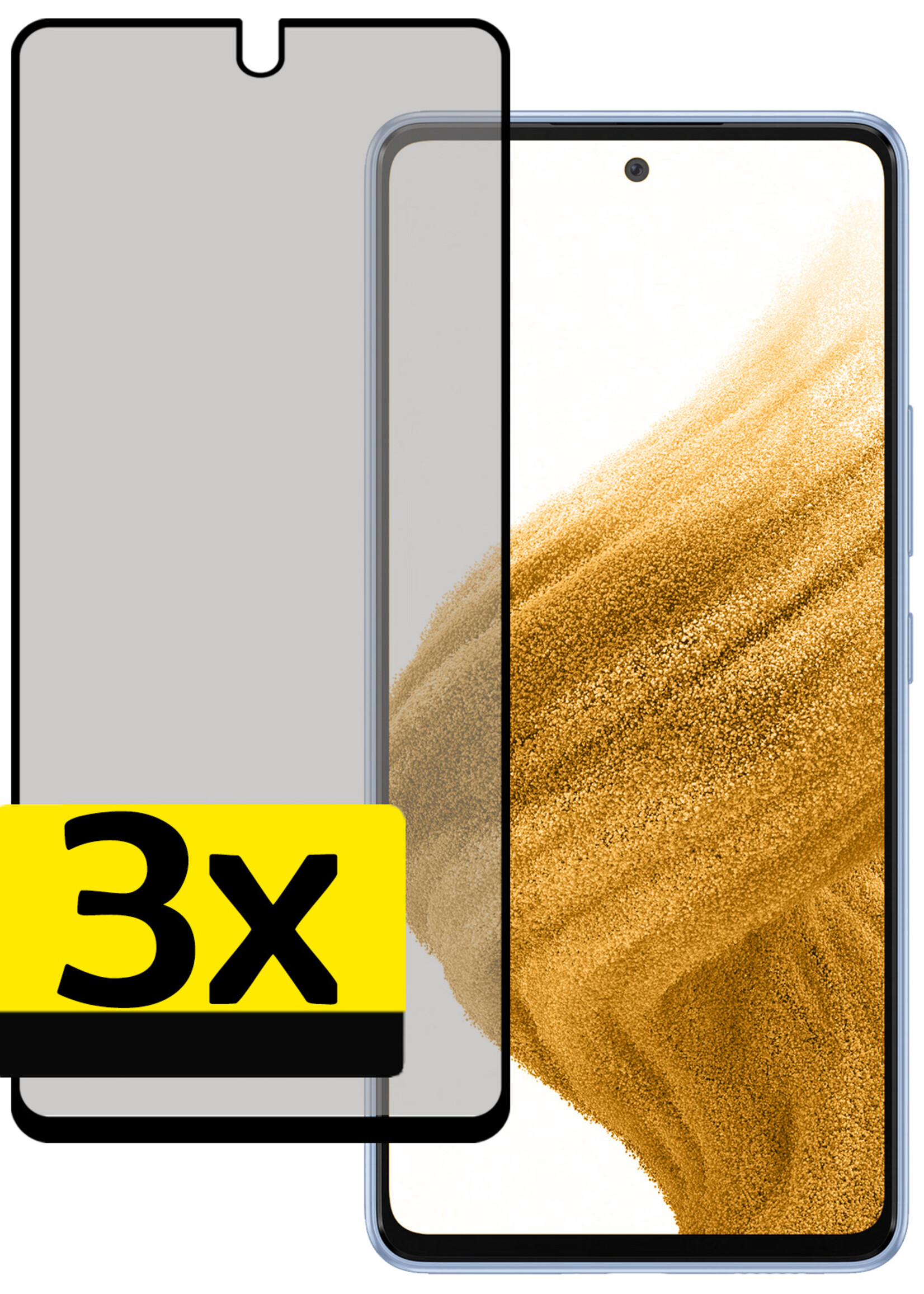 LUQ Screenprotector Geschikt voor Samsung A53 Privacy Screenprotector Bescherm Glas - Privacy Screenprotector Geschikt voor Samsung Galaxy A53 Screenprotector Glas - 3 Stuks
