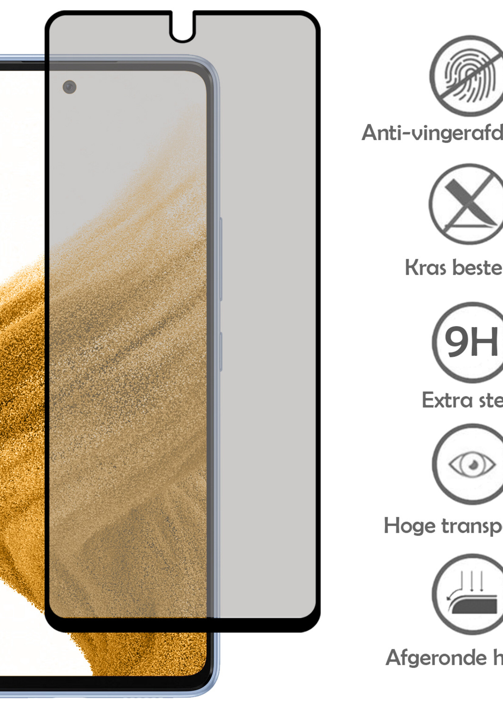 LUQ Screenprotector Geschikt voor Samsung A53 Privacy Screenprotector Bescherm Glas - Privacy Screenprotector Geschikt voor Samsung Galaxy A53 Screenprotector Glas - 3 Stuks