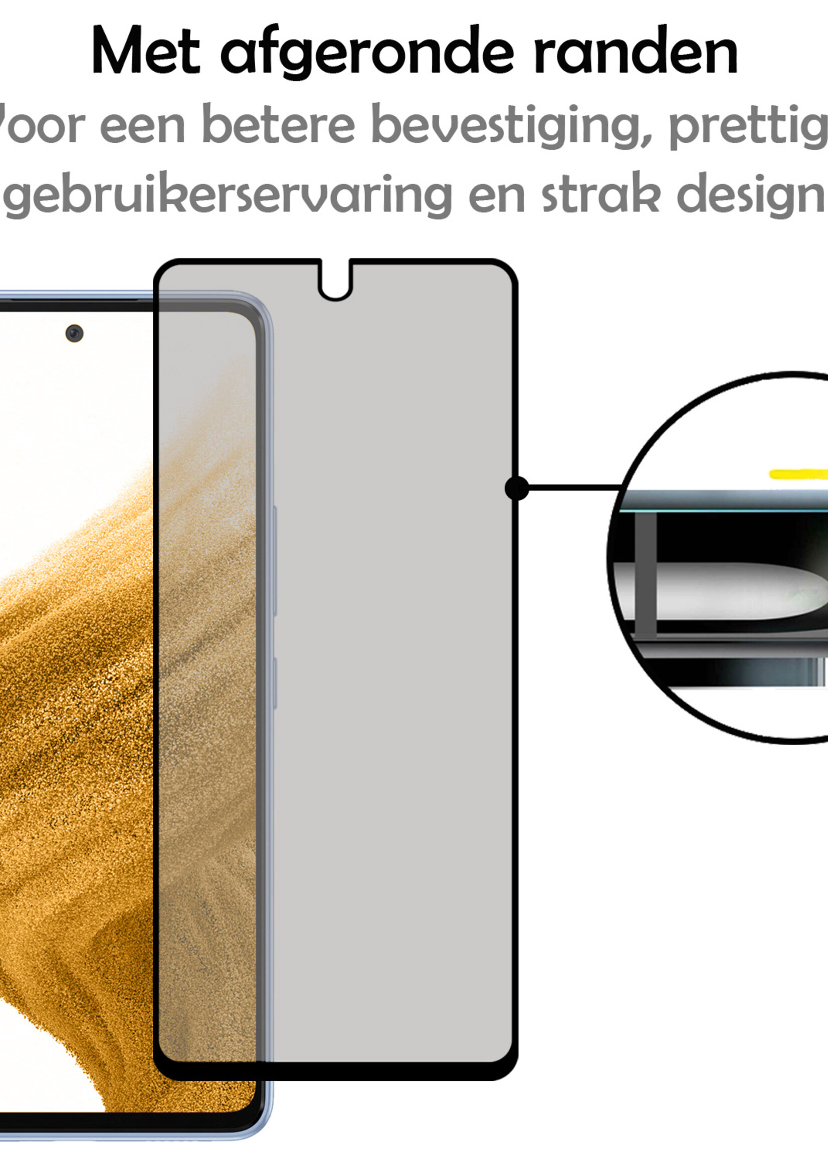 LUQ Screenprotector Geschikt voor Samsung A53 Privacy Screenprotector Bescherm Glas - Privacy Screenprotector Geschikt voor Samsung Galaxy A53 Screenprotector Glas - 3 Stuks