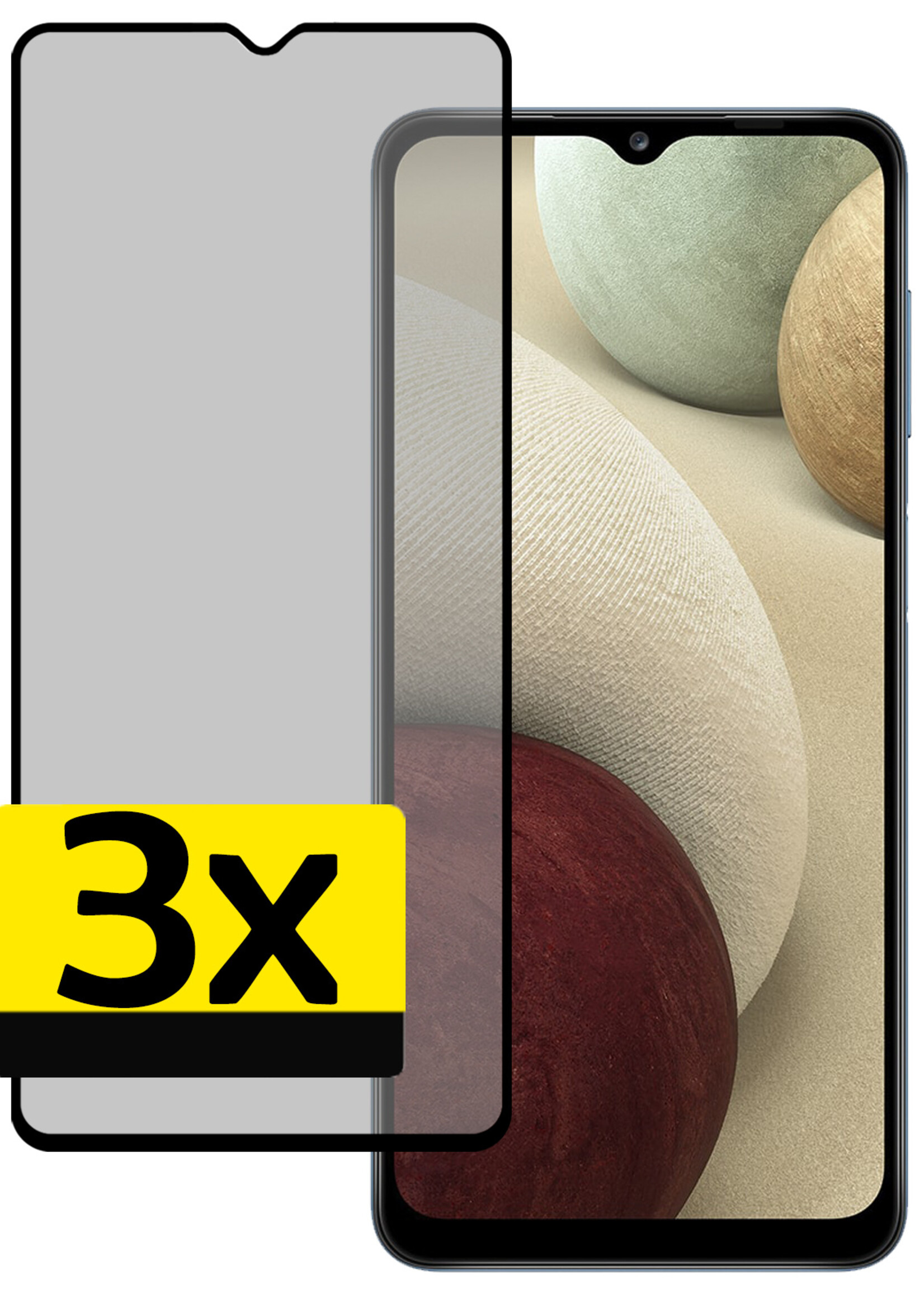 LUQ Screenprotector Geschikt voor Samsung A12 Privacy Screenprotector Bescherm Glas - Privacy Screenprotector Geschikt voor Samsung Galaxy A12 Screenprotector Glas - 3 Stuks