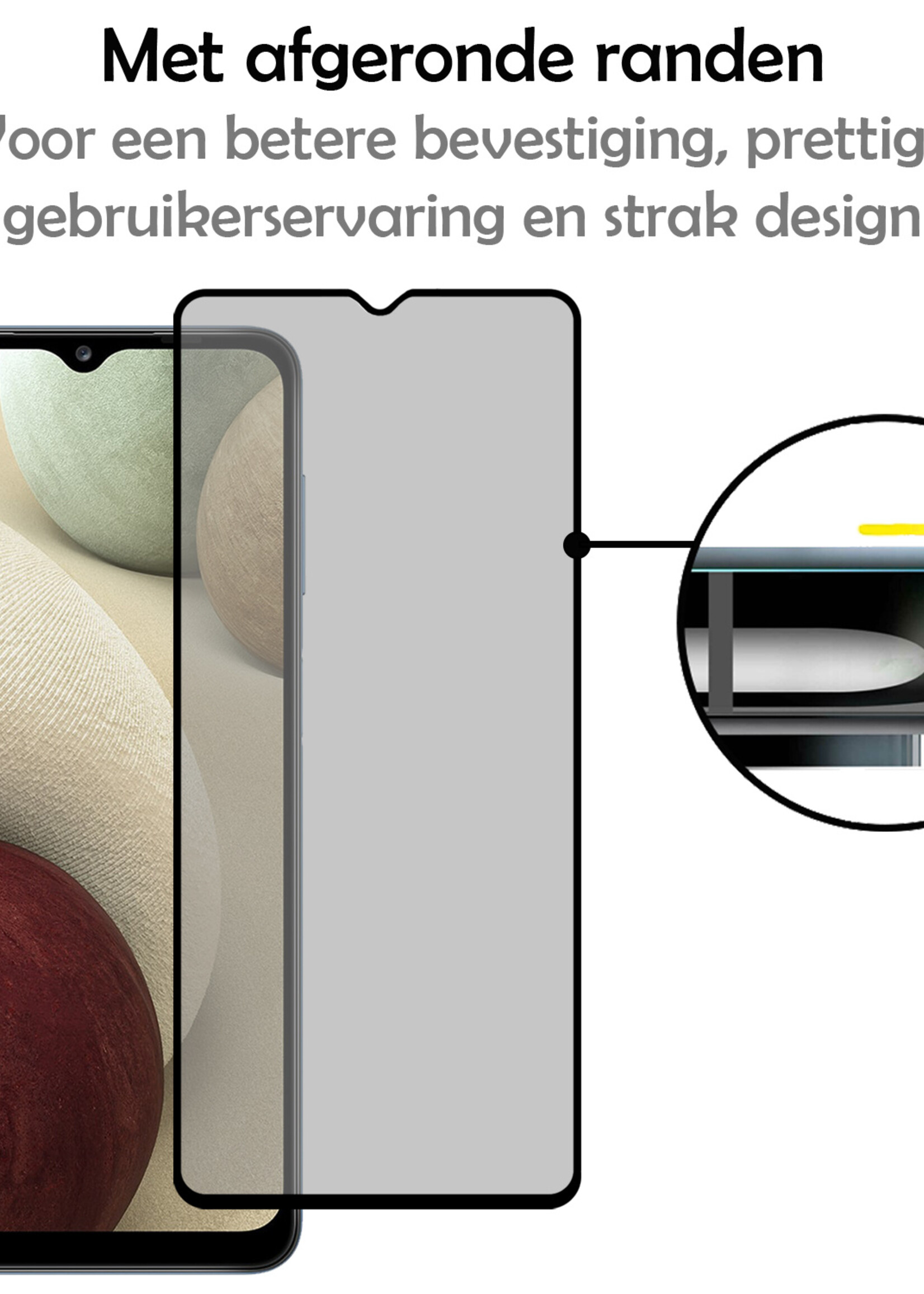 LUQ Screenprotector Geschikt voor Samsung A12 Privacy Screenprotector Bescherm Glas - Privacy Screenprotector Geschikt voor Samsung Galaxy A12 Screenprotector Glas - 3 Stuks