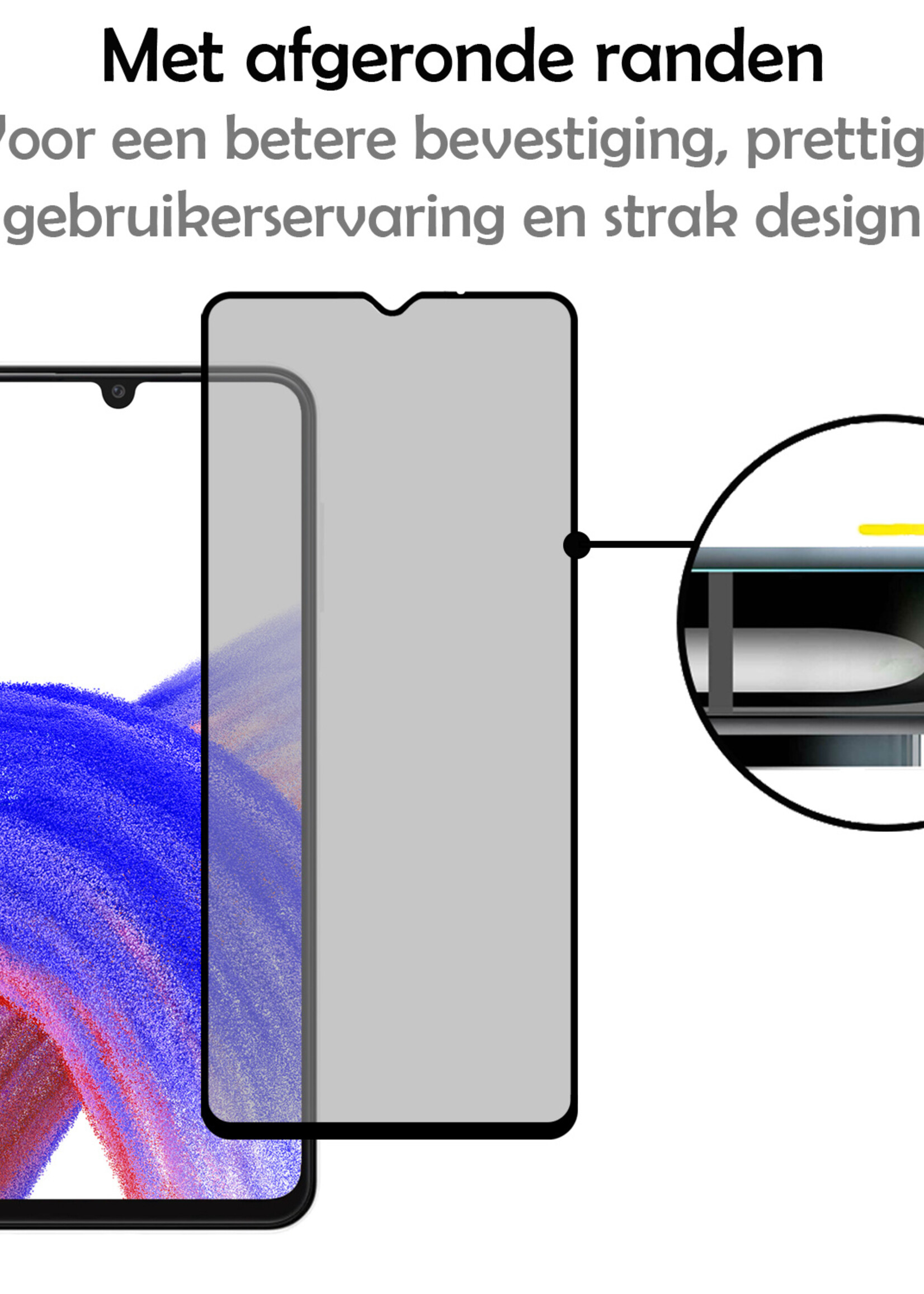 LUQ Screenprotector Geschikt voor Samsung A33 Privacy Screenprotector Bescherm Glas - Privacy Screenprotector Geschikt voor Samsung Galaxy A33 Screenprotector Glas