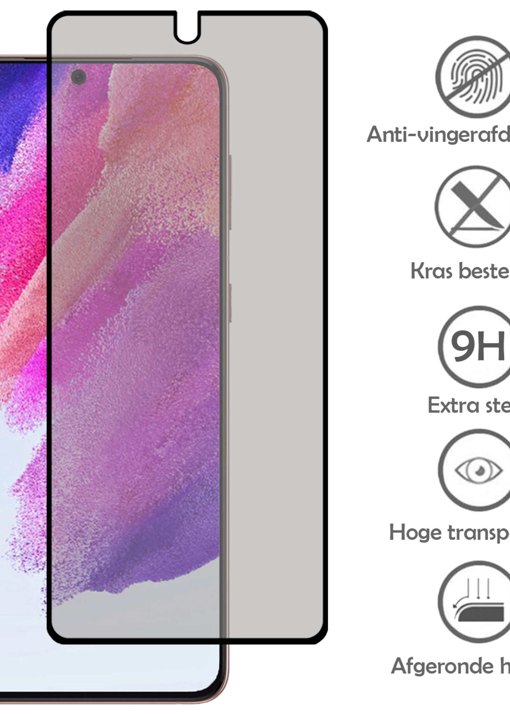 LUQ Screenprotector Geschikt voor Samsung S21 FE Privacy Screenprotector Bescherm Glas - Privacy Screenprotector Geschikt voor Samsung Galaxy S21 FE Screenprotector Glas - 2 Stuks