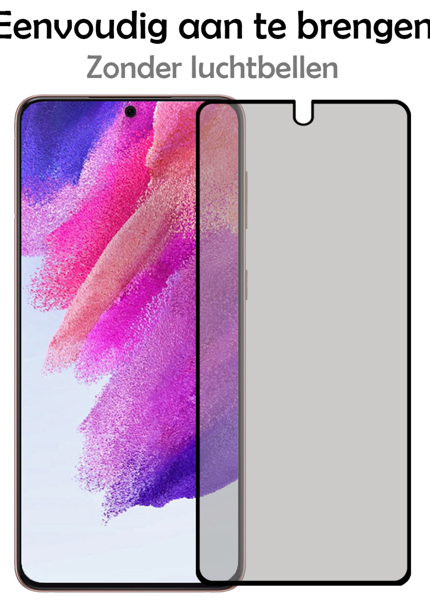 LUQ Screenprotector Geschikt voor Samsung S21 FE Privacy Screenprotector Bescherm Glas - Privacy Screenprotector Geschikt voor Samsung Galaxy S21 FE Screenprotector Glas - 2 Stuks