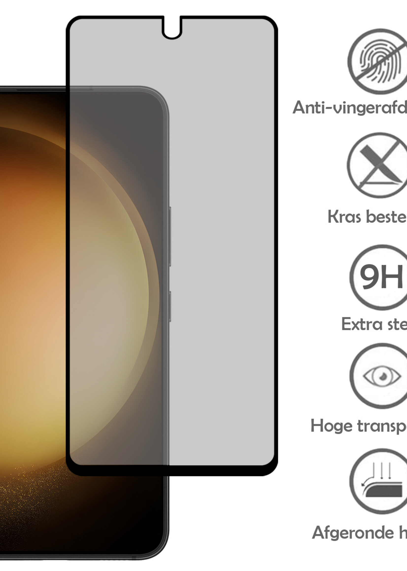 LUQ Screenprotector Geschikt voor Samsung S23 Plus Privacy Screenprotector Bescherm Glas - Privacy Screenprotector Geschikt voor Samsung Galaxy S23 Plus Screenprotector Glas - 2 Stuks