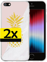 LUQ LUQ iPhone SE 2022 Hoesje Siliconen - Ananas - 2 PACK
