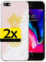 LUQ LUQ iPhone SE 2020 Hoesje Siliconen - Ananas - 2 PACK