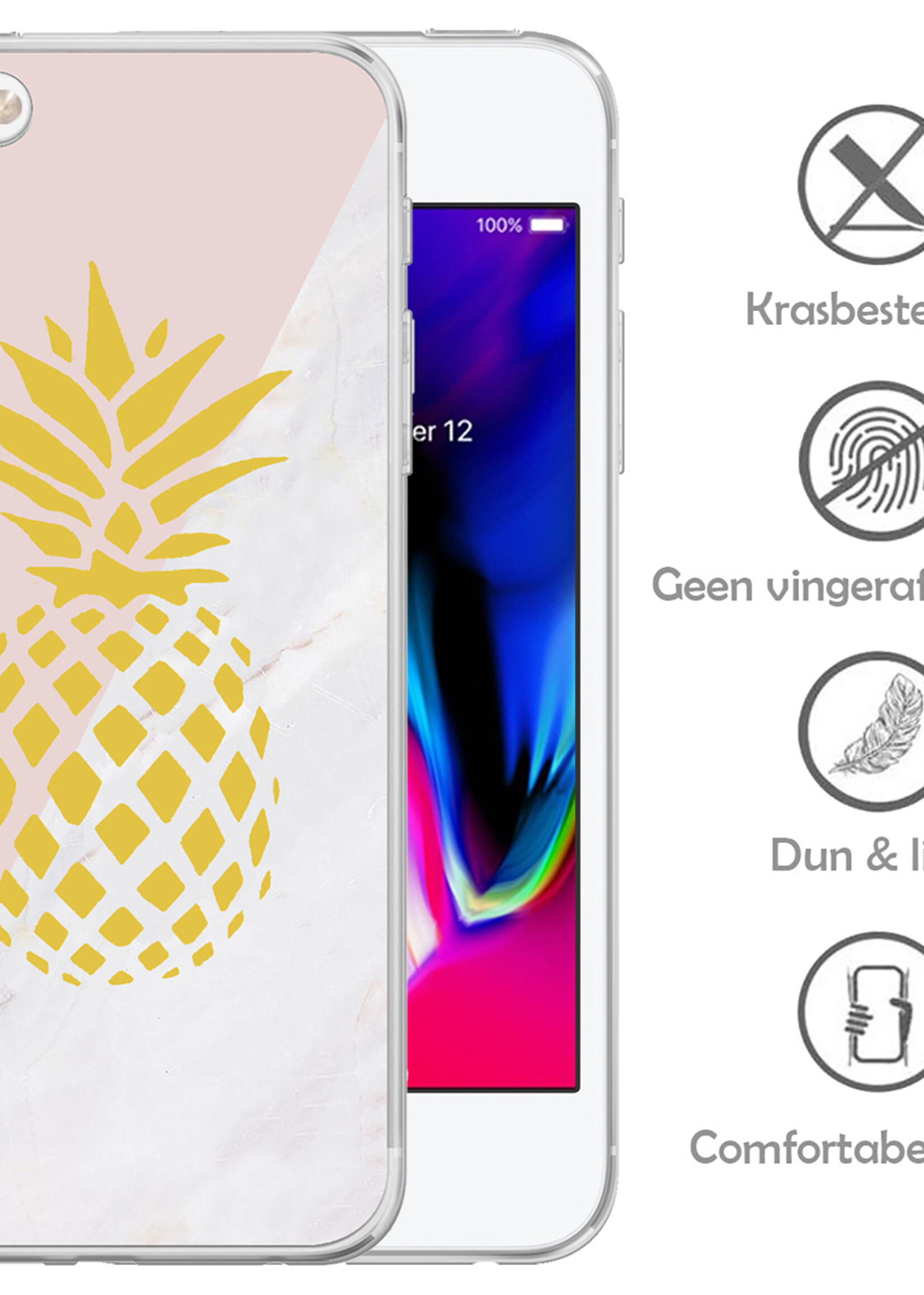 LUQ Hoesje Geschikt voor iPhone 7 Hoesje Siliconen Case - Hoes Geschikt voor iPhone 7 Hoes Siliconen - Ananas