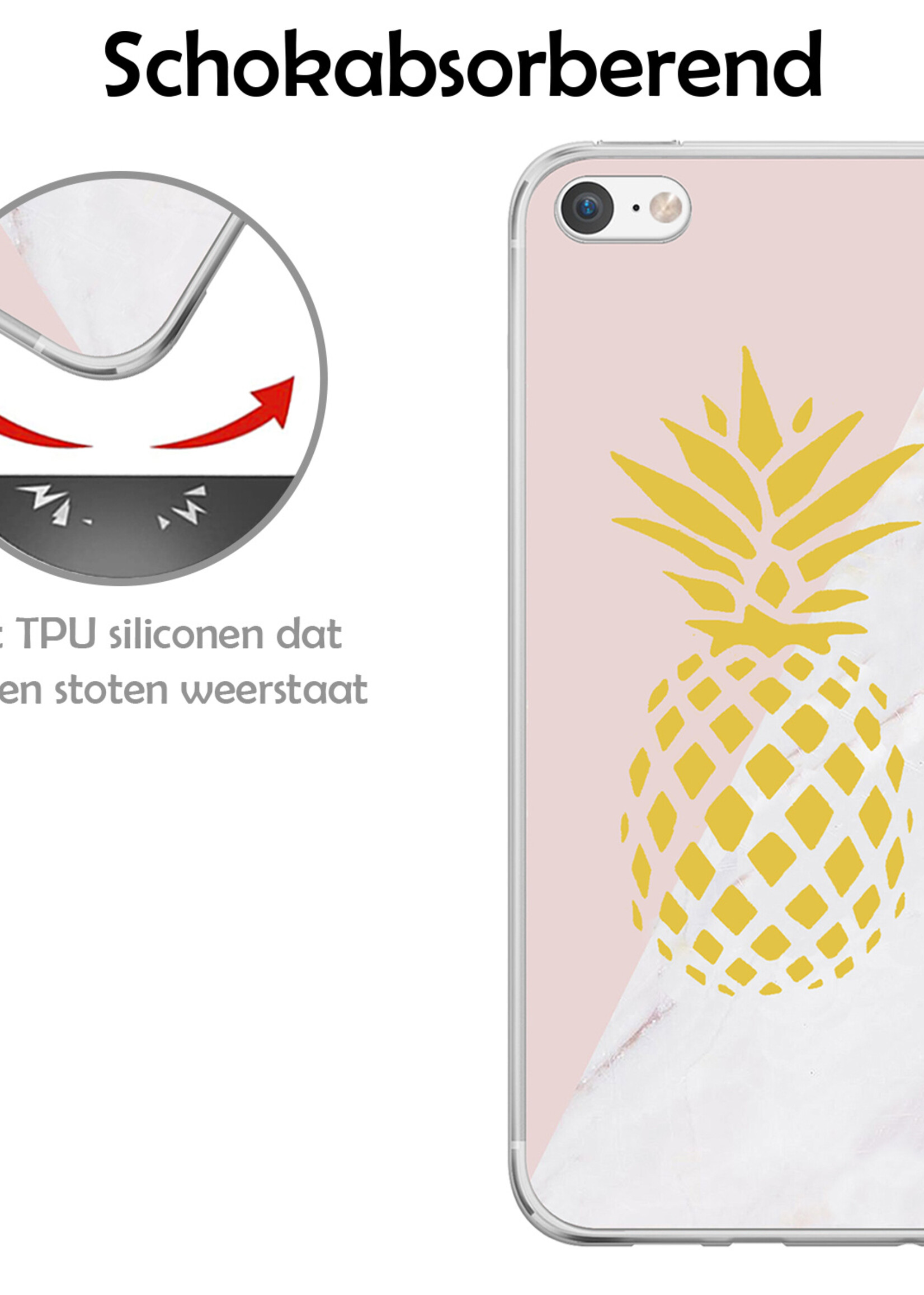 LUQ Hoesje Geschikt voor iPhone 7 Hoesje Siliconen Case - Hoes Geschikt voor iPhone 7 Hoes Siliconen - Ananas
