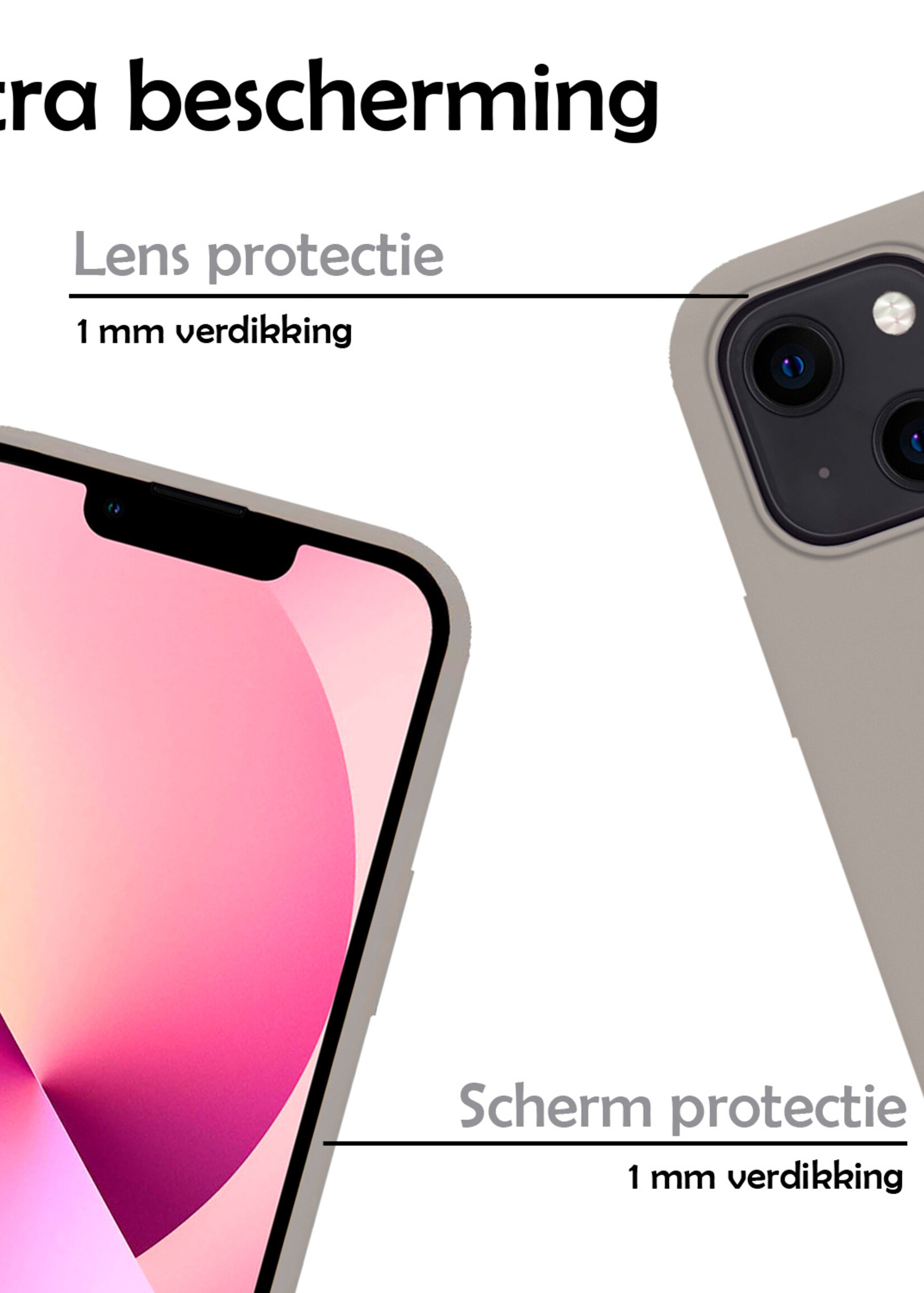 LUQ Hoesje Geschikt voor iPhone 14 Plus Hoesje Siliconen Case - Hoes Geschikt voor iPhone 14 Plus Hoes Siliconen - Grijs