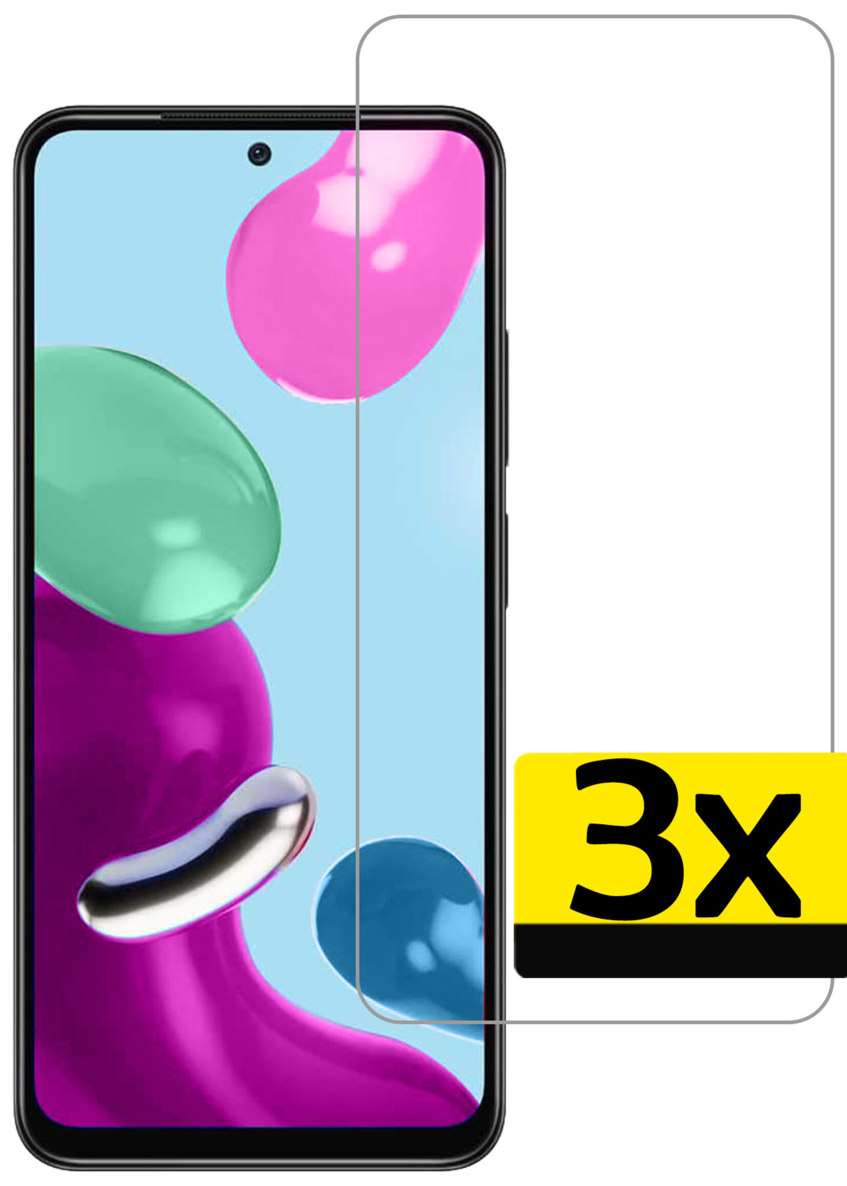 LUQ Screenprotector Geschikt voor Xiaomi Redmi Note 11 Screenprotector Beschermglas Gehard Glas - Screenprotector Geschikt voor Xiaomi Redmi Note 11 Screenprotector Glas - 3 Stuks