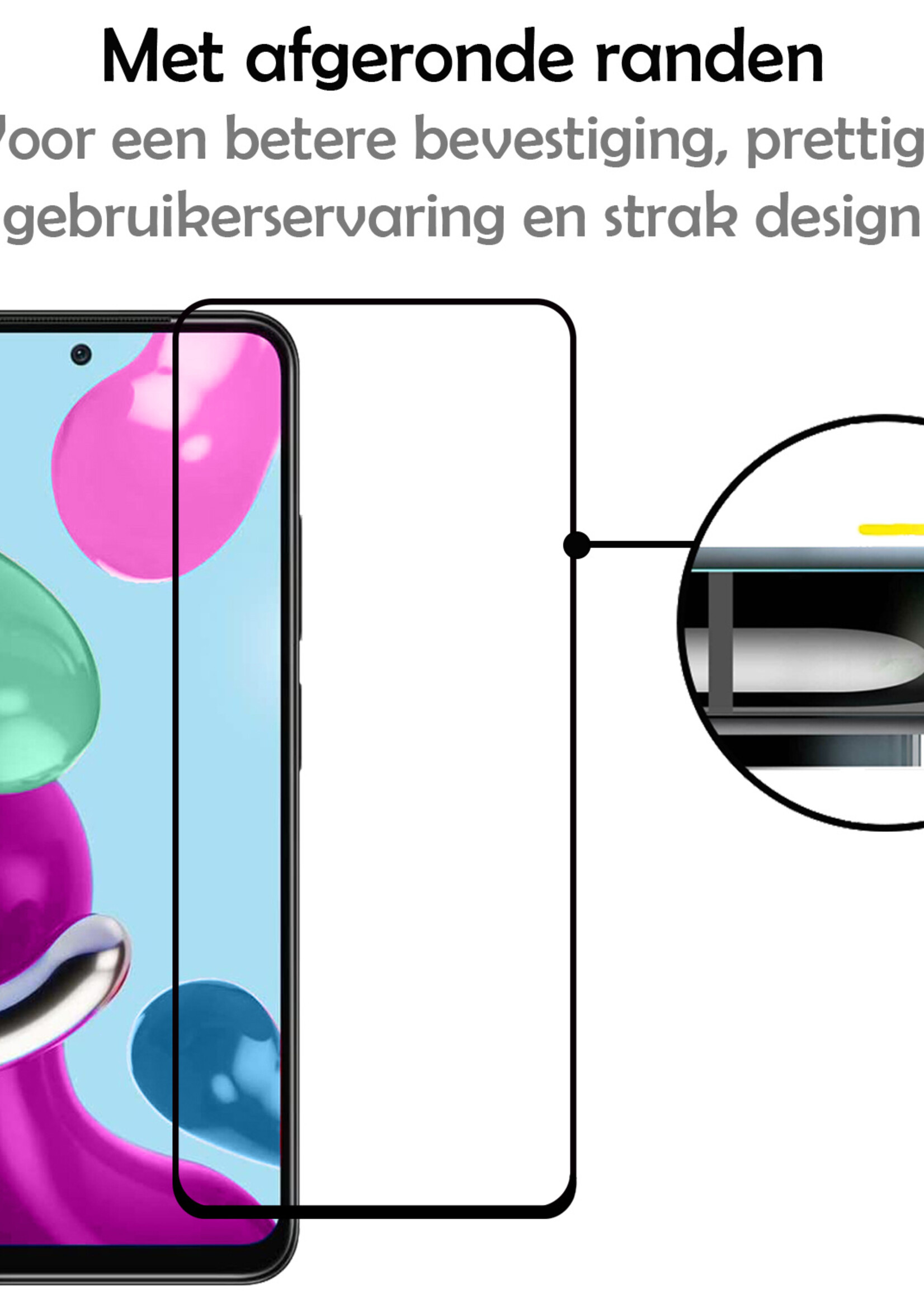LUQ Screenprotector Geschikt voor Xiaomi Redmi Note 11 Screenprotector Glas Full Cover - Screenprotector Geschikt voor Xiaomi Redmi Note 11 Screenprotector Full Cover - 2 Stuks