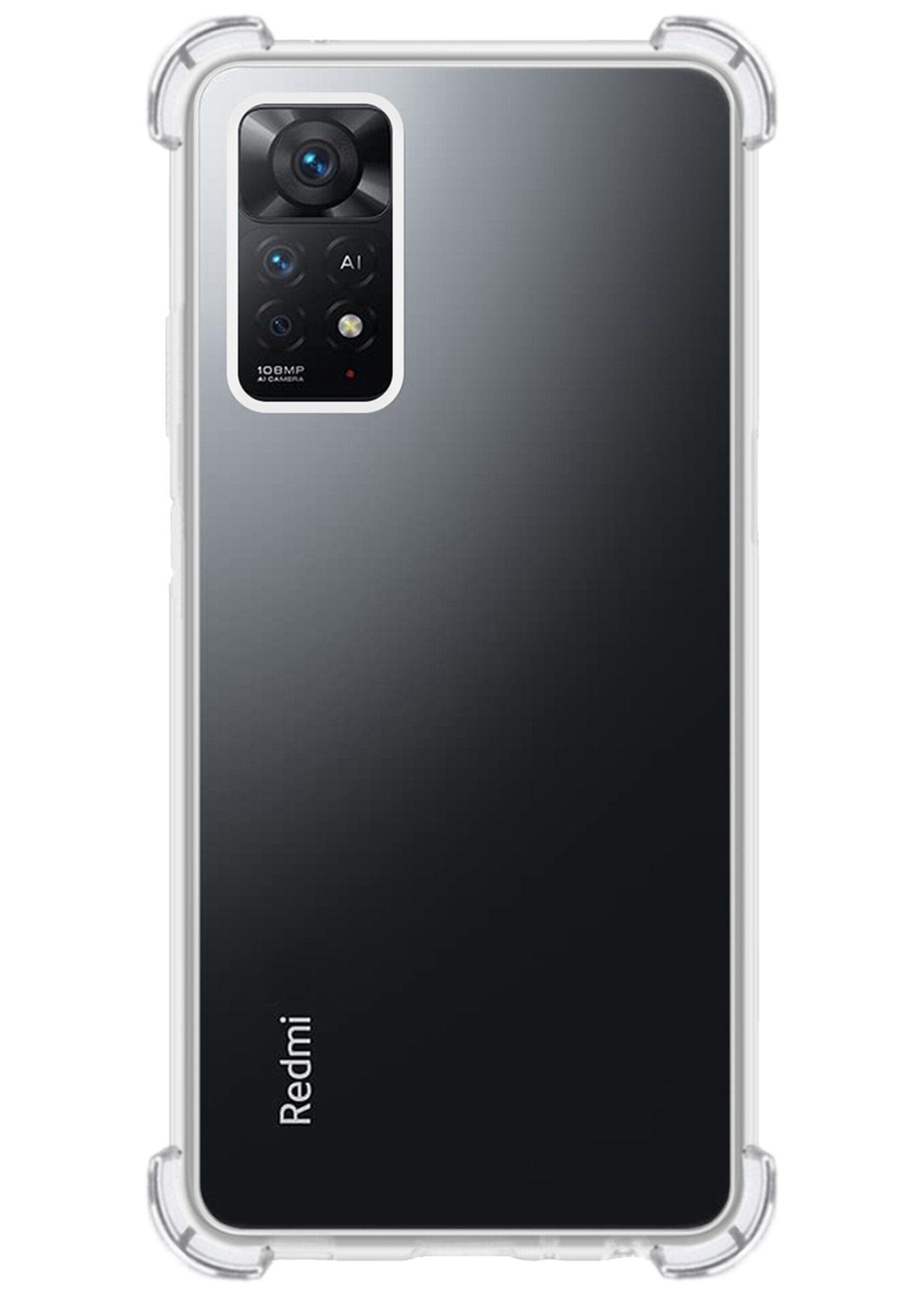 LUQ Hoesje Geschikt voor Xiaomi Redmi Note 11 Hoesje Shockproof Case Siliconen - Hoes Geschikt voor Xiaomi Redmi Note 11 Hoes Cover Siliconen - Transparant