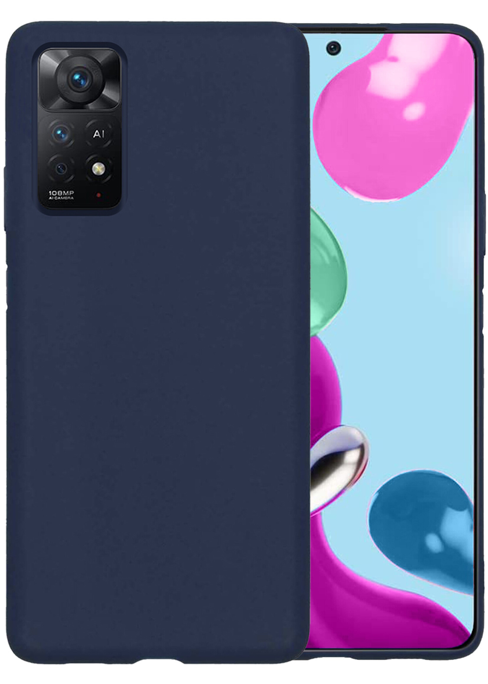 LUQ Hoesje Geschikt voor Xiaomi Redmi Note 11 Hoesje Siliconen Case - Hoes Geschikt voor Xiaomi Redmi Note 11 Hoes Siliconen - Donkerblauw