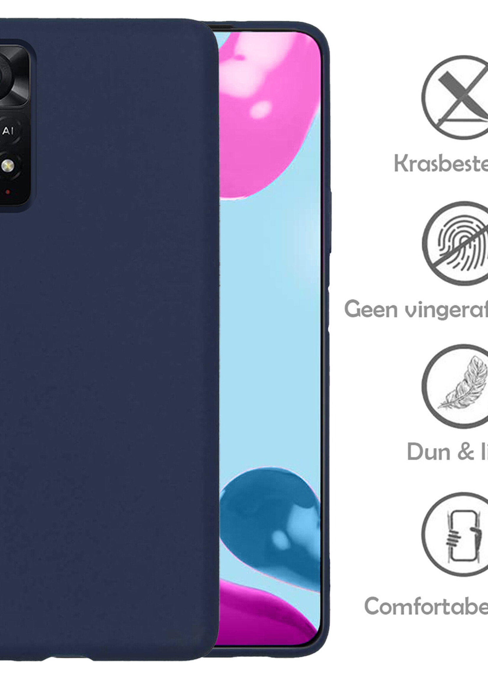 LUQ Hoesje Geschikt voor Xiaomi Redmi Note 11 Hoesje Siliconen Case - Hoes Geschikt voor Xiaomi Redmi Note 11 Hoes Siliconen - Donkerblauw