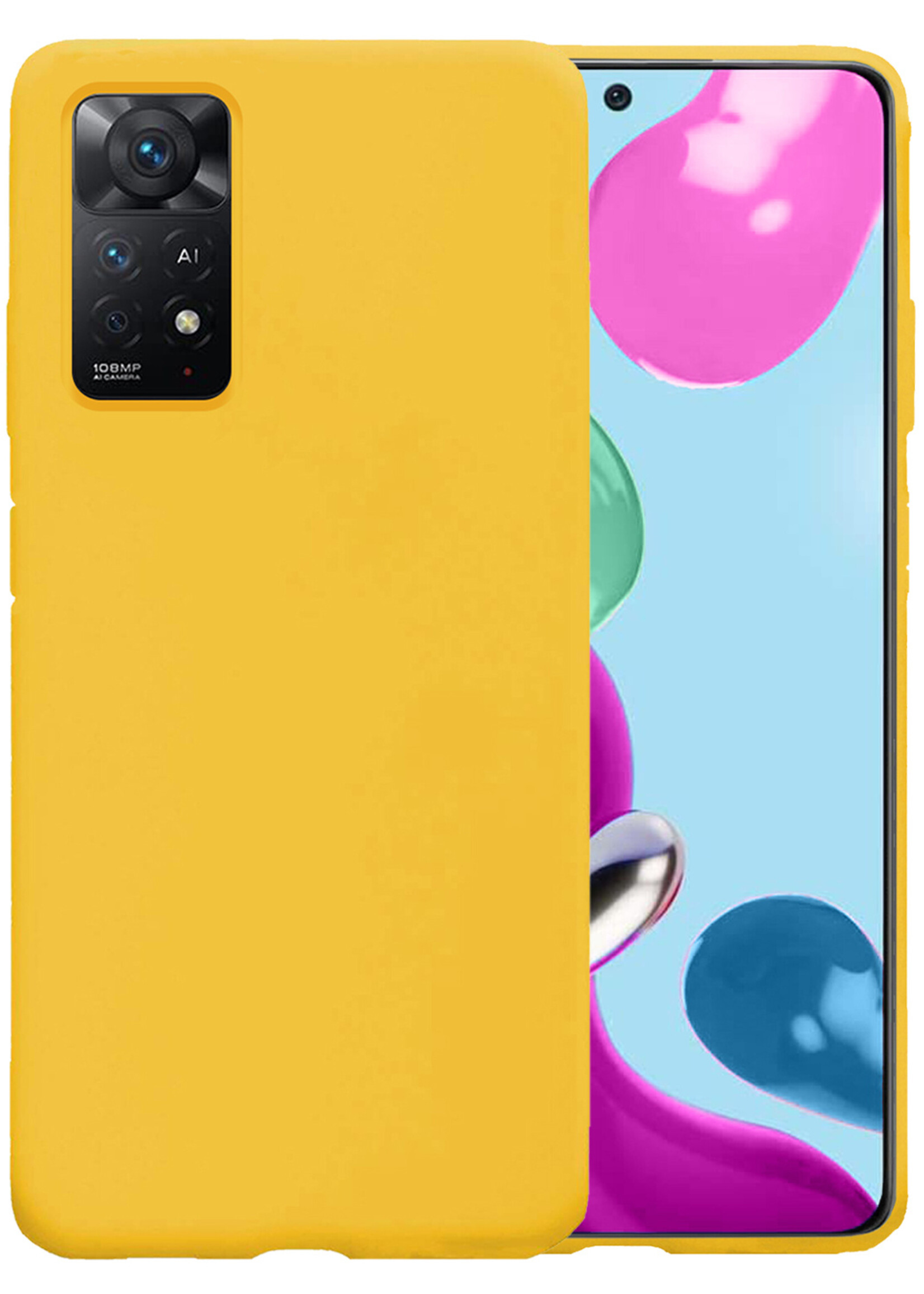 LUQ Hoesje Geschikt voor Xiaomi Redmi Note 11 Hoesje Siliconen Case - Hoes Geschikt voor Xiaomi Redmi Note 11 Hoes Siliconen - Geel