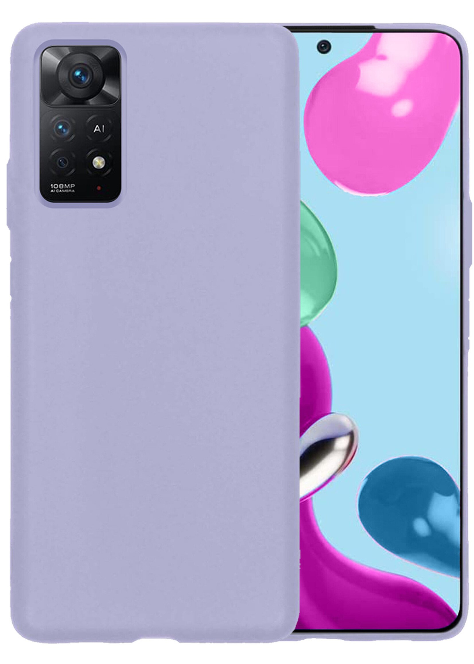 LUQ Hoesje Geschikt voor Xiaomi Redmi Note 11 Hoesje Siliconen Case - Hoes Geschikt voor Xiaomi Redmi Note 11 Hoes Siliconen - Lila