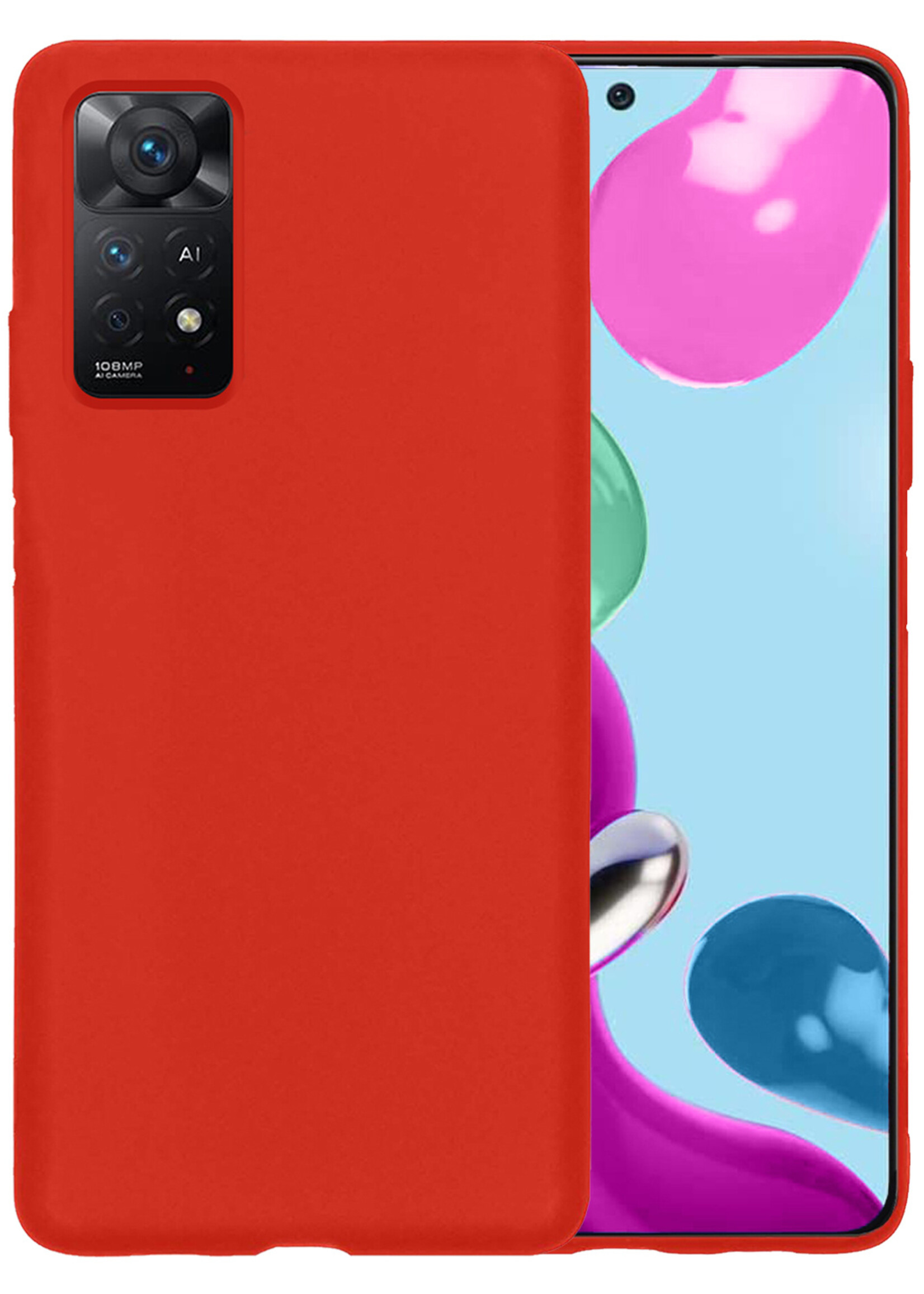LUQ Hoesje Geschikt voor Xiaomi Redmi Note 11 Hoesje Siliconen Case - Hoes Geschikt voor Xiaomi Redmi Note 11 Hoes Siliconen - Rood
