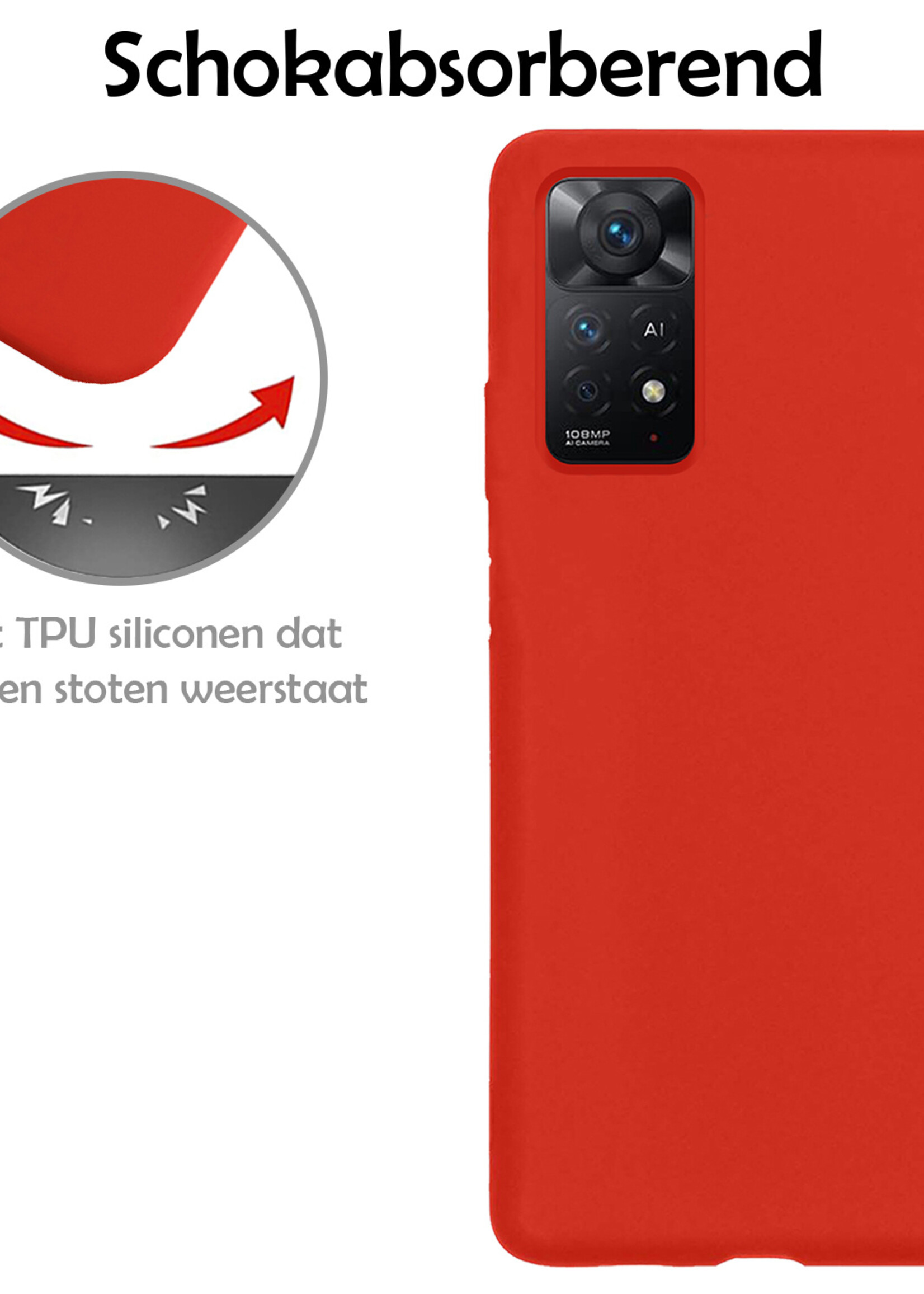 LUQ Hoesje Geschikt voor Xiaomi Redmi Note 11 Hoesje Siliconen Case - Hoes Geschikt voor Xiaomi Redmi Note 11 Hoes Siliconen - Rood