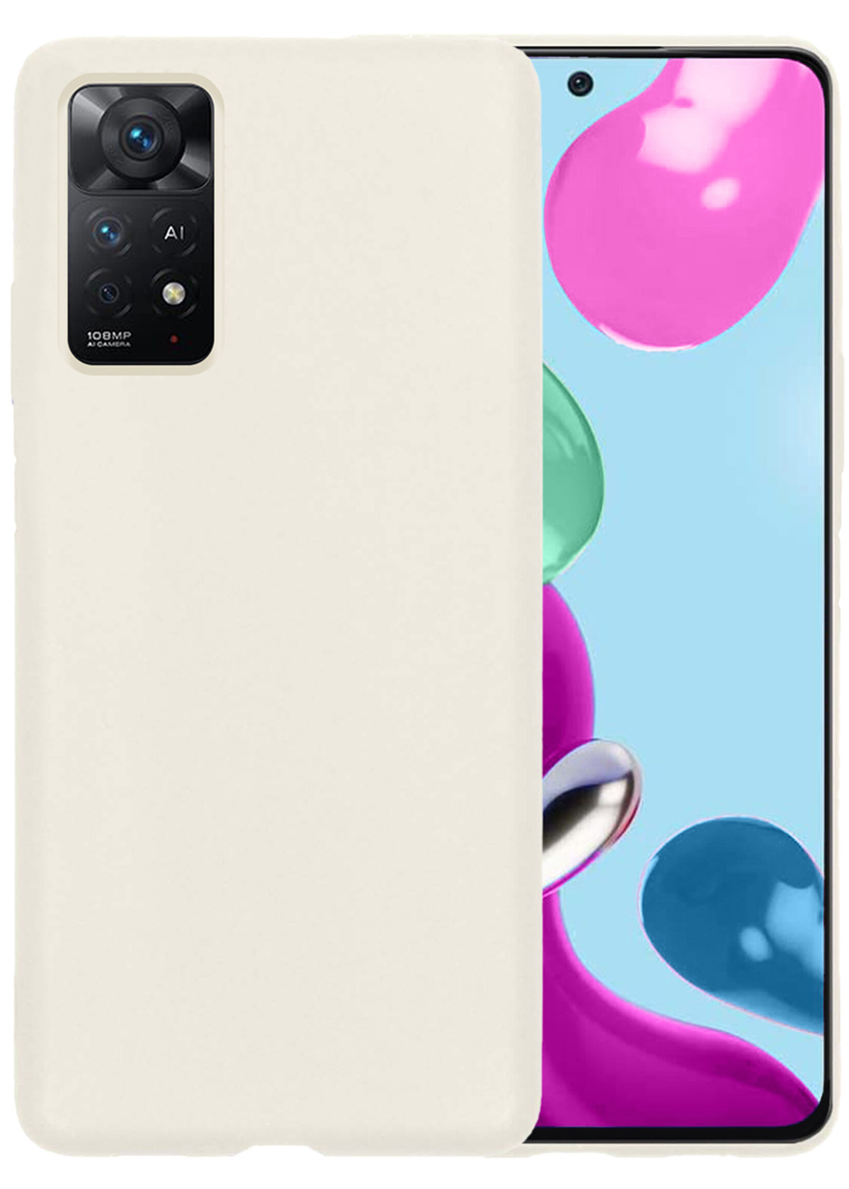 LUQ Hoesje Geschikt voor Xiaomi Redmi Note 11 Hoesje Siliconen Case - Hoes Geschikt voor Xiaomi Redmi Note 11 Hoes Siliconen - Wit