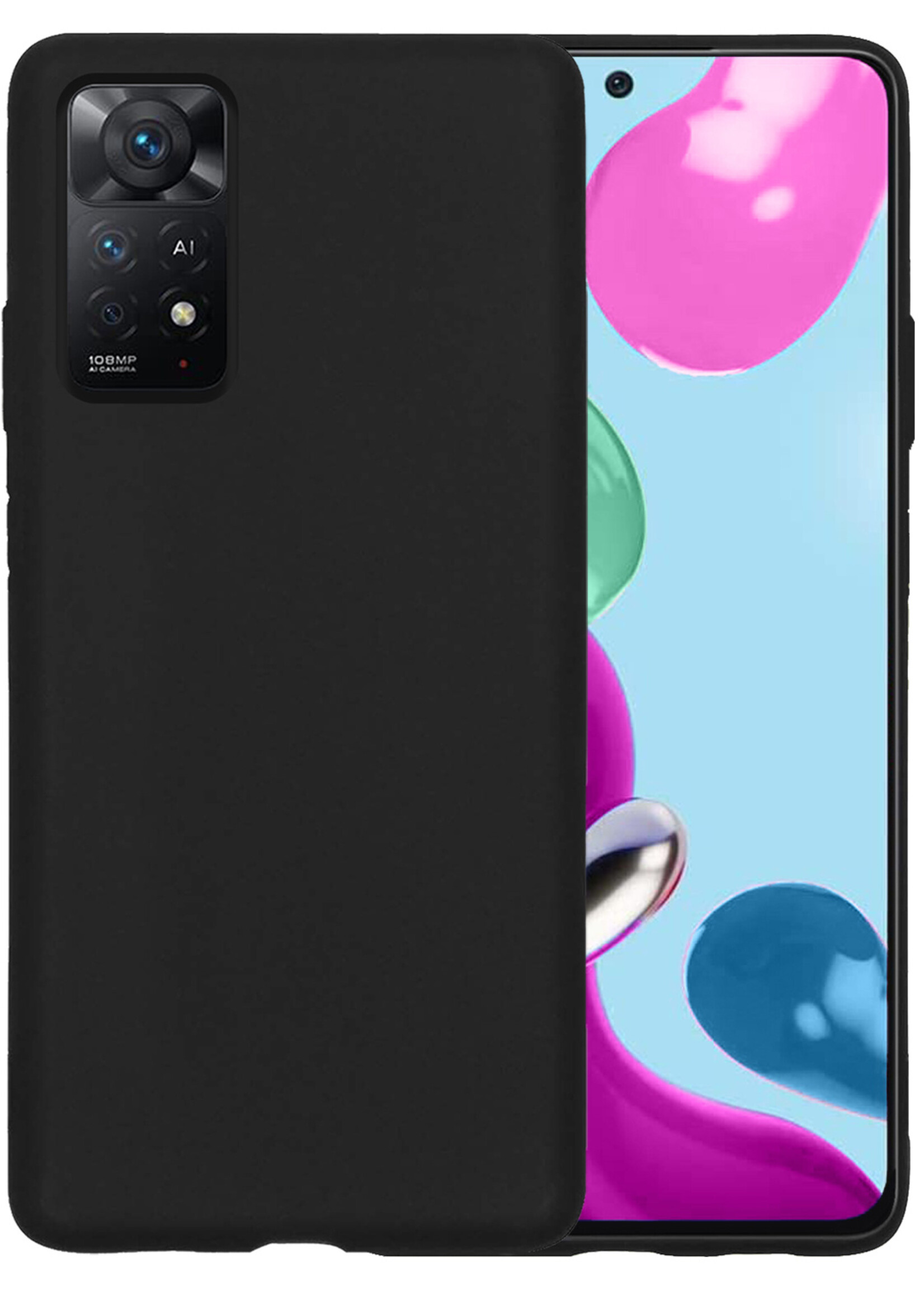 LUQ Hoesje Geschikt voor Xiaomi Redmi Note 11 Hoesje Siliconen Case - Hoes Geschikt voor Xiaomi Redmi Note 11 Hoes Siliconen - Zwart