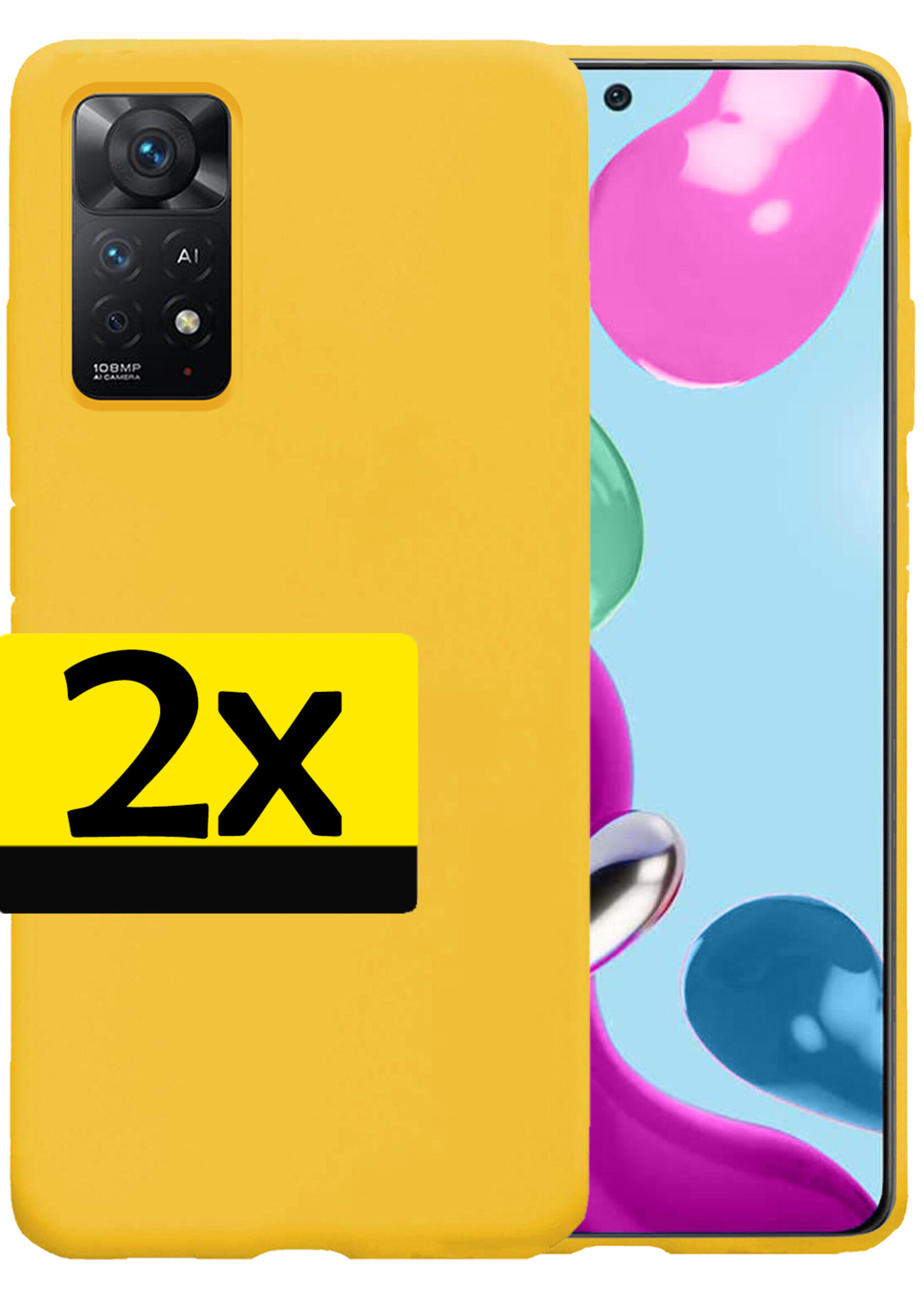 LUQ Hoesje Geschikt voor Xiaomi Redmi Note 11 Hoesje Siliconen Case - Hoes Geschikt voor Xiaomi Redmi Note 11 Hoes Siliconen - Geel - 2 Stuks