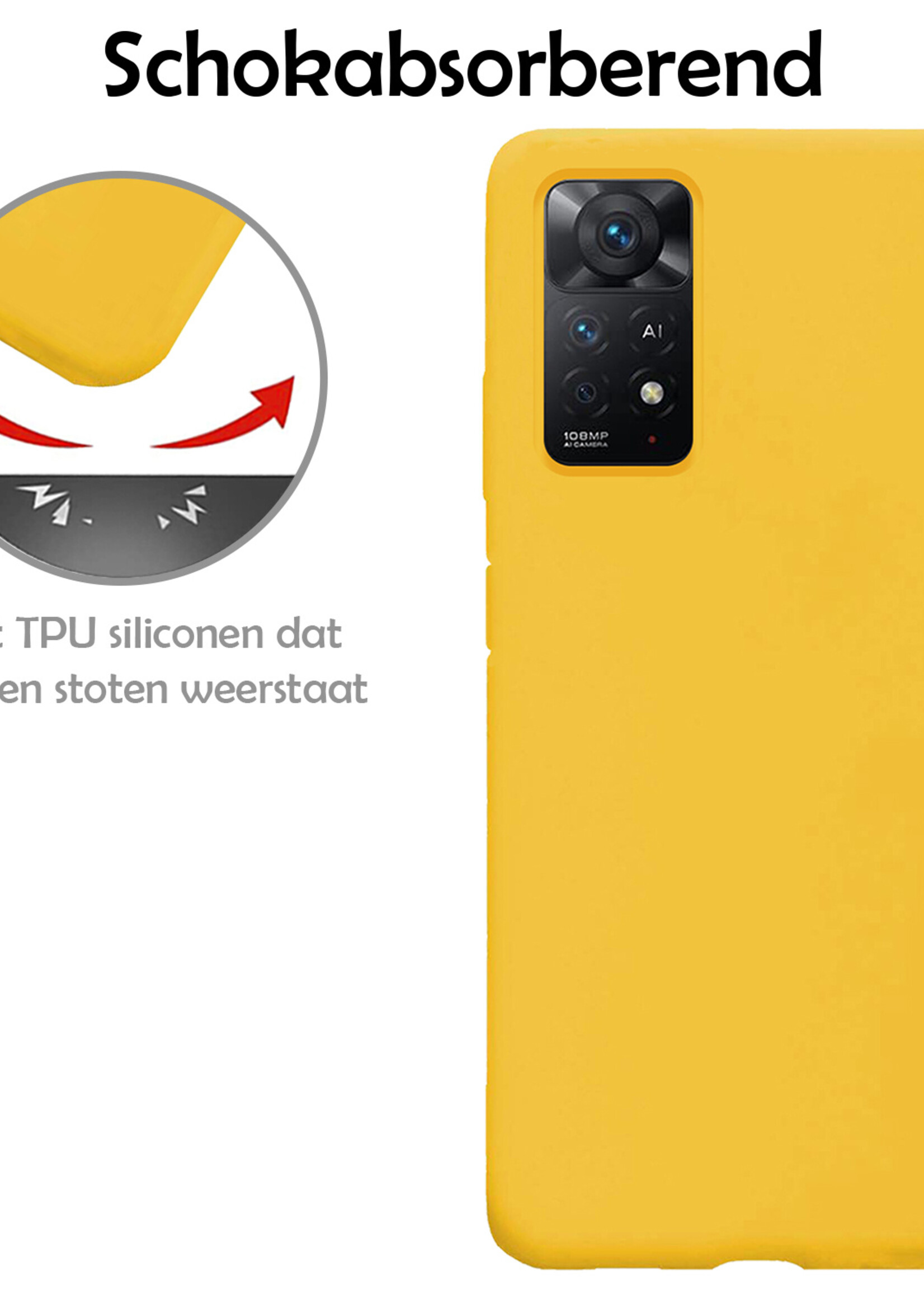 LUQ Hoesje Geschikt voor Xiaomi Redmi Note 11 Hoesje Siliconen Case - Hoes Geschikt voor Xiaomi Redmi Note 11 Hoes Siliconen - Geel - 2 Stuks