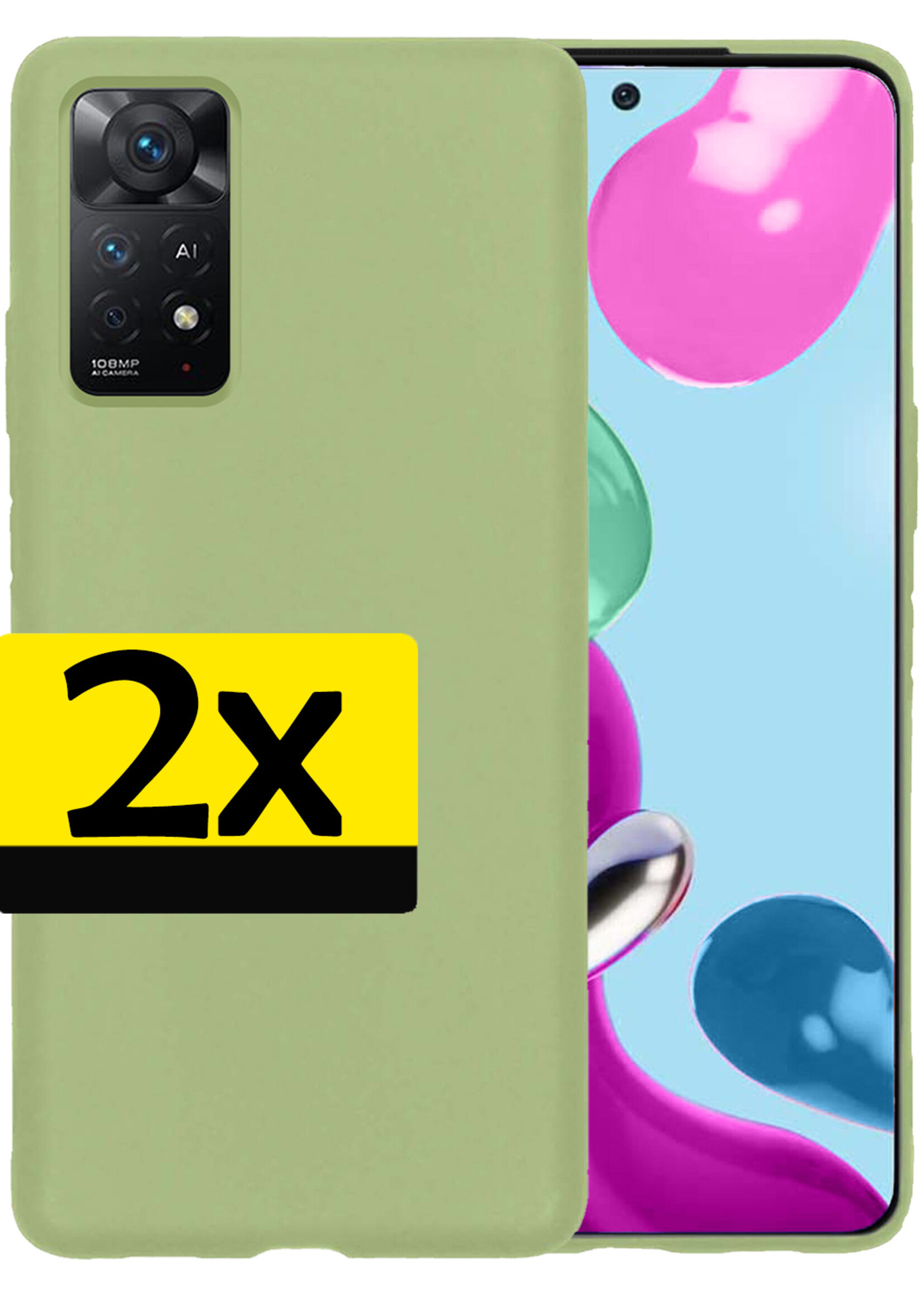 LUQ Hoesje Geschikt voor Xiaomi Redmi Note 11 Hoesje Siliconen Case - Hoes Geschikt voor Xiaomi Redmi Note 11 Hoes Siliconen - Groen - 2 Stuks