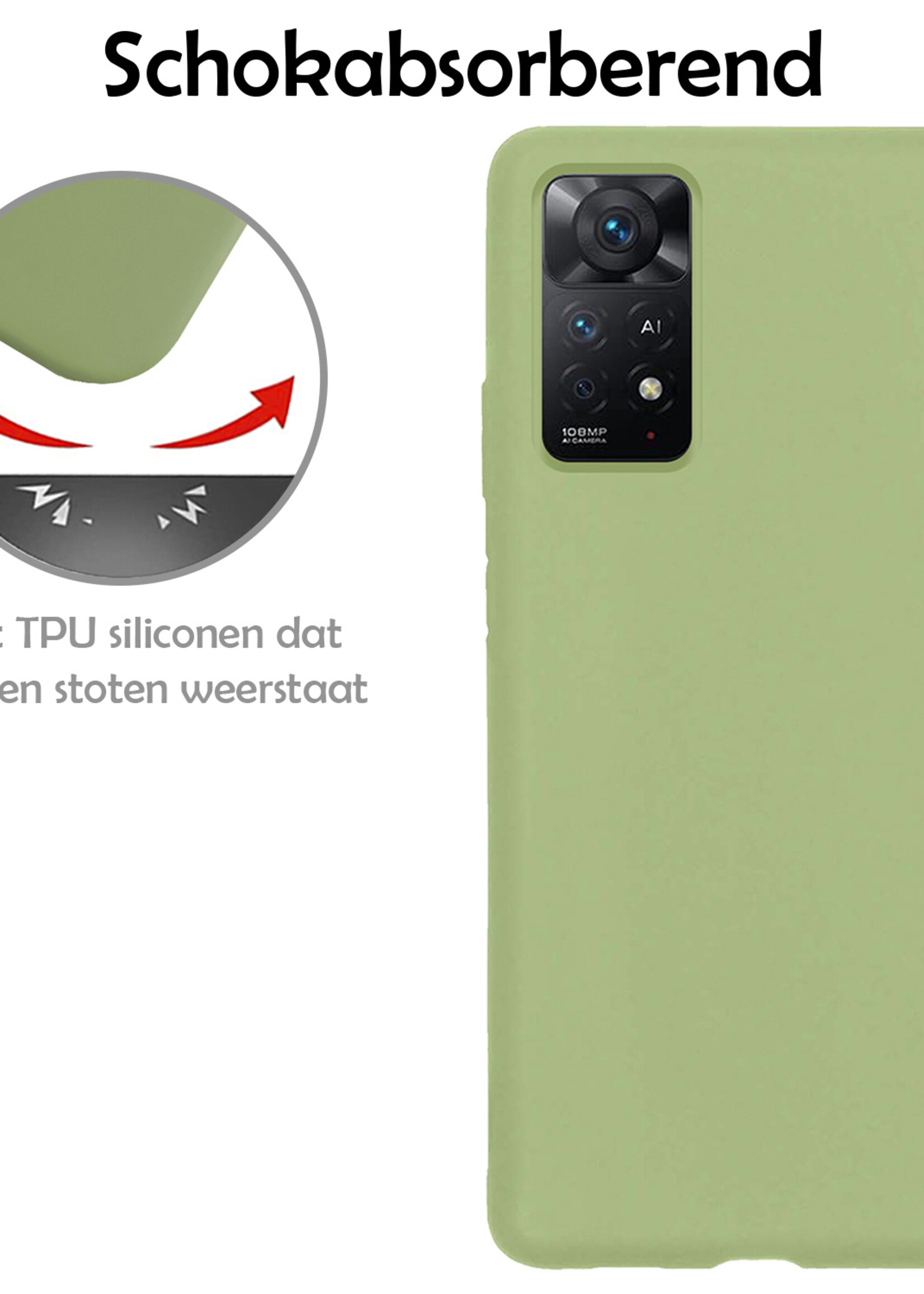 LUQ Hoesje Geschikt voor Xiaomi Redmi Note 11 Hoesje Siliconen Case - Hoes Geschikt voor Xiaomi Redmi Note 11 Hoes Siliconen - Groen - 2 Stuks