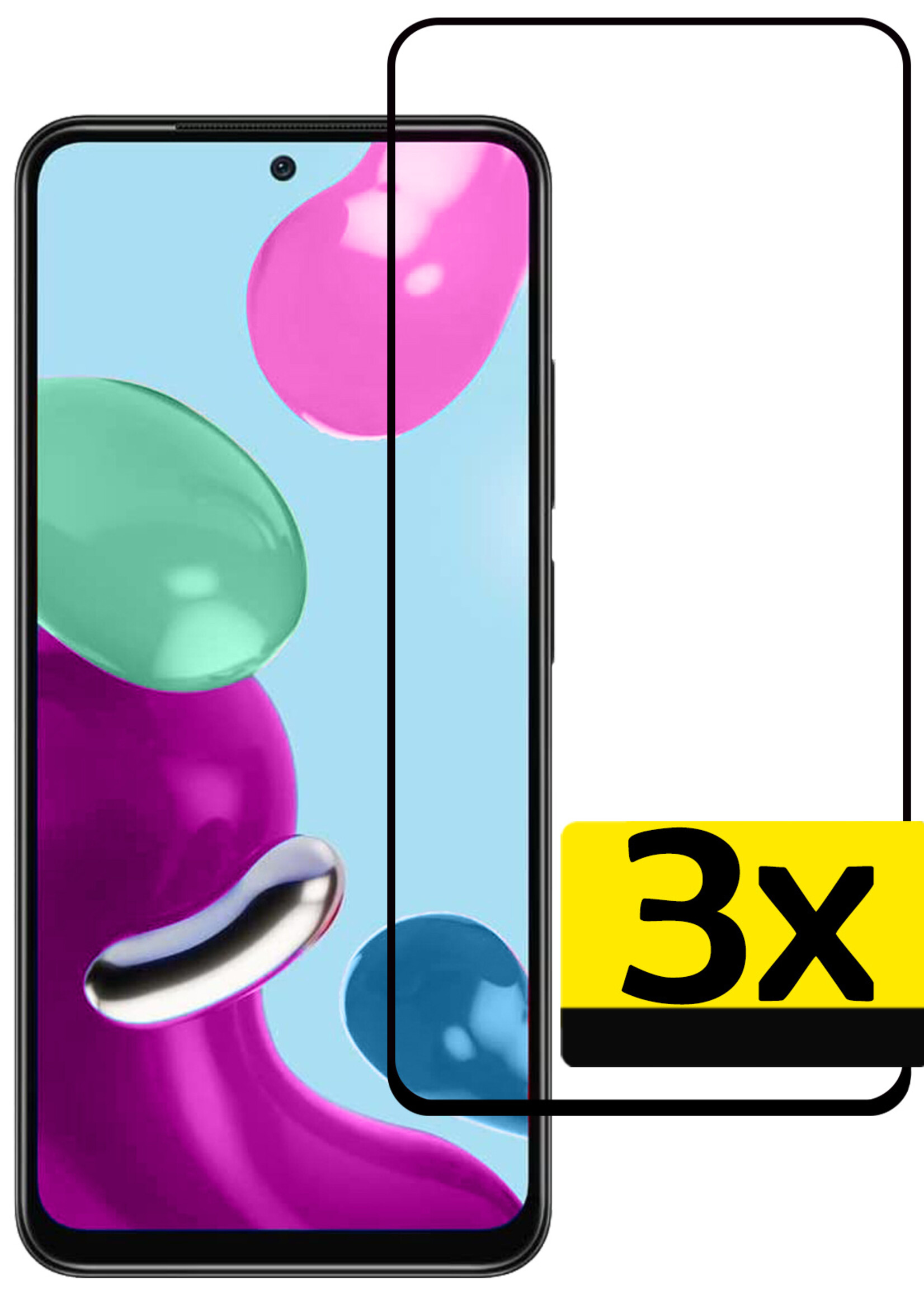 LUQ Screenprotector Geschikt voor Xiaomi Redmi Note 11 Pro Screenprotector Glas Full Cover - Screenprotector Geschikt voor Xiaomi Redmi Note 11 Pro Screenprotector Full Cover - 3 Stuks