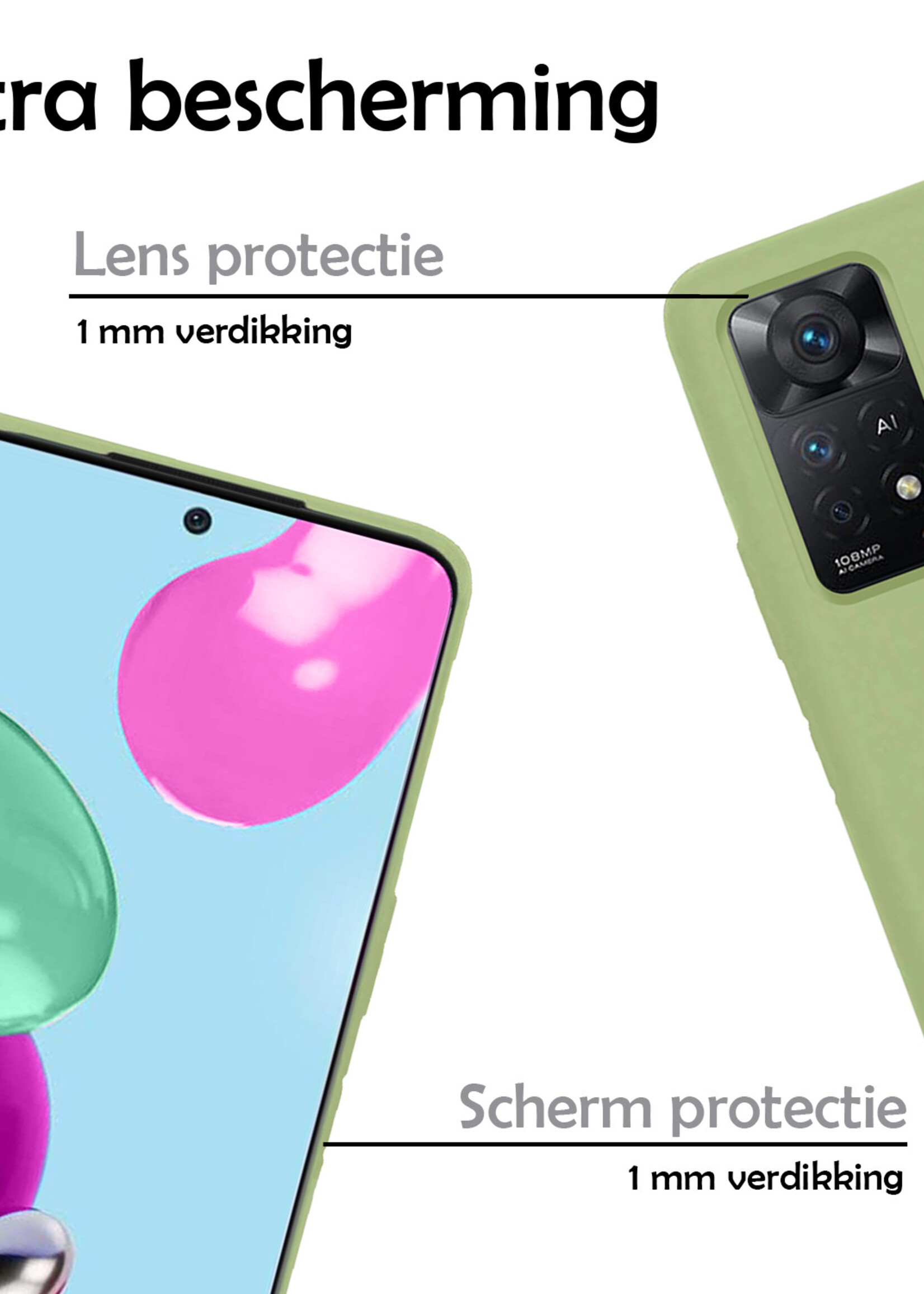 LUQ Hoesje Geschikt voor Xiaomi Redmi Note 11 Hoesje Siliconen Case Met Screenprotector - Hoes Geschikt voor Xiaomi Redmi Note 11 Hoes Siliconen - Groen