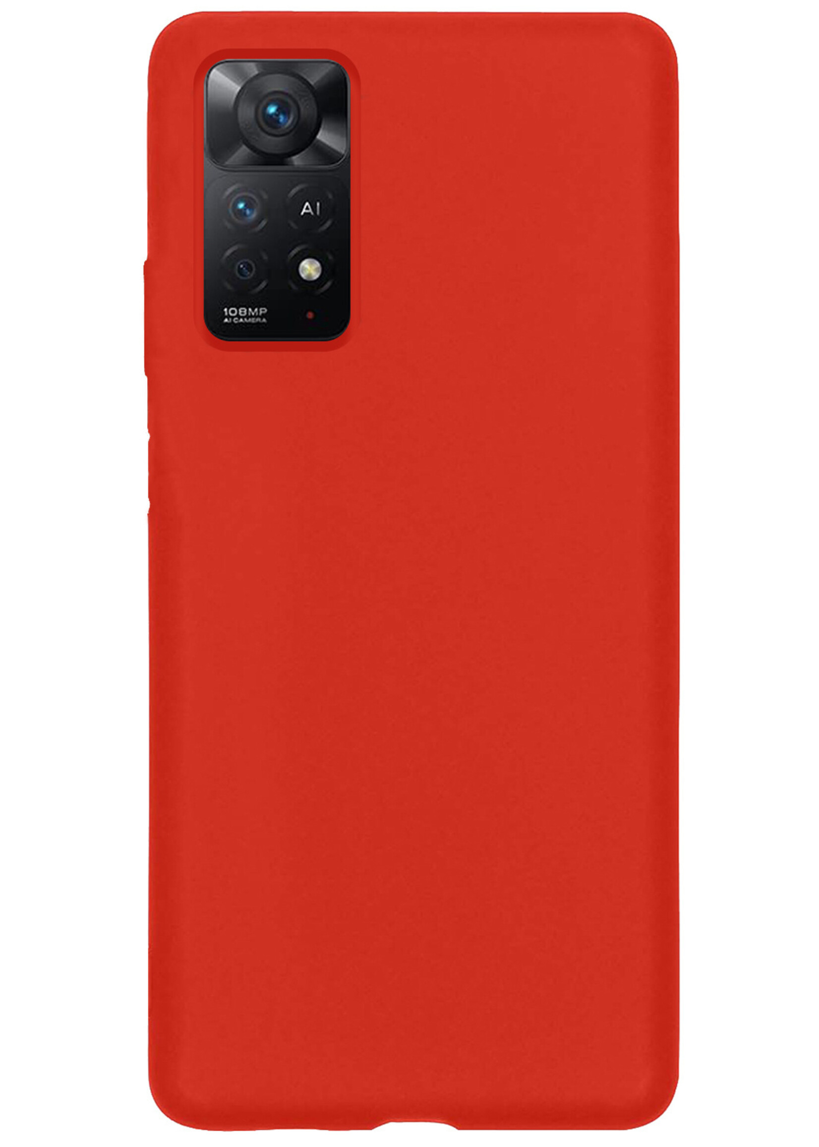 LUQ Hoesje Geschikt voor Xiaomi Redmi Note 11 Hoesje Siliconen Case Met Screenprotector - Hoes Geschikt voor Xiaomi Redmi Note 11 Hoes Siliconen - Rood