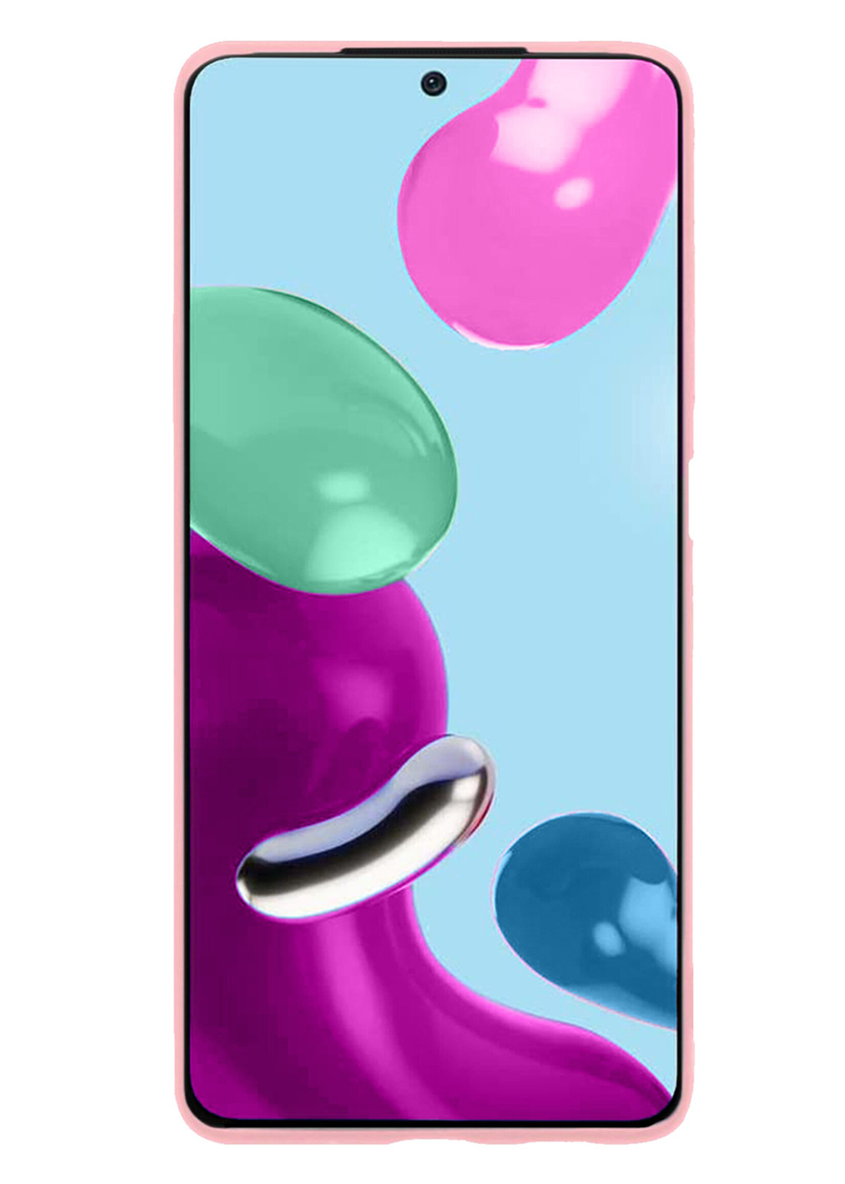 LUQ Hoesje Geschikt voor Xiaomi Redmi Note 11 Hoesje Siliconen Case Met Screenprotector - Hoes Geschikt voor Xiaomi Redmi Note 11 Hoes Siliconen - Lichtroze