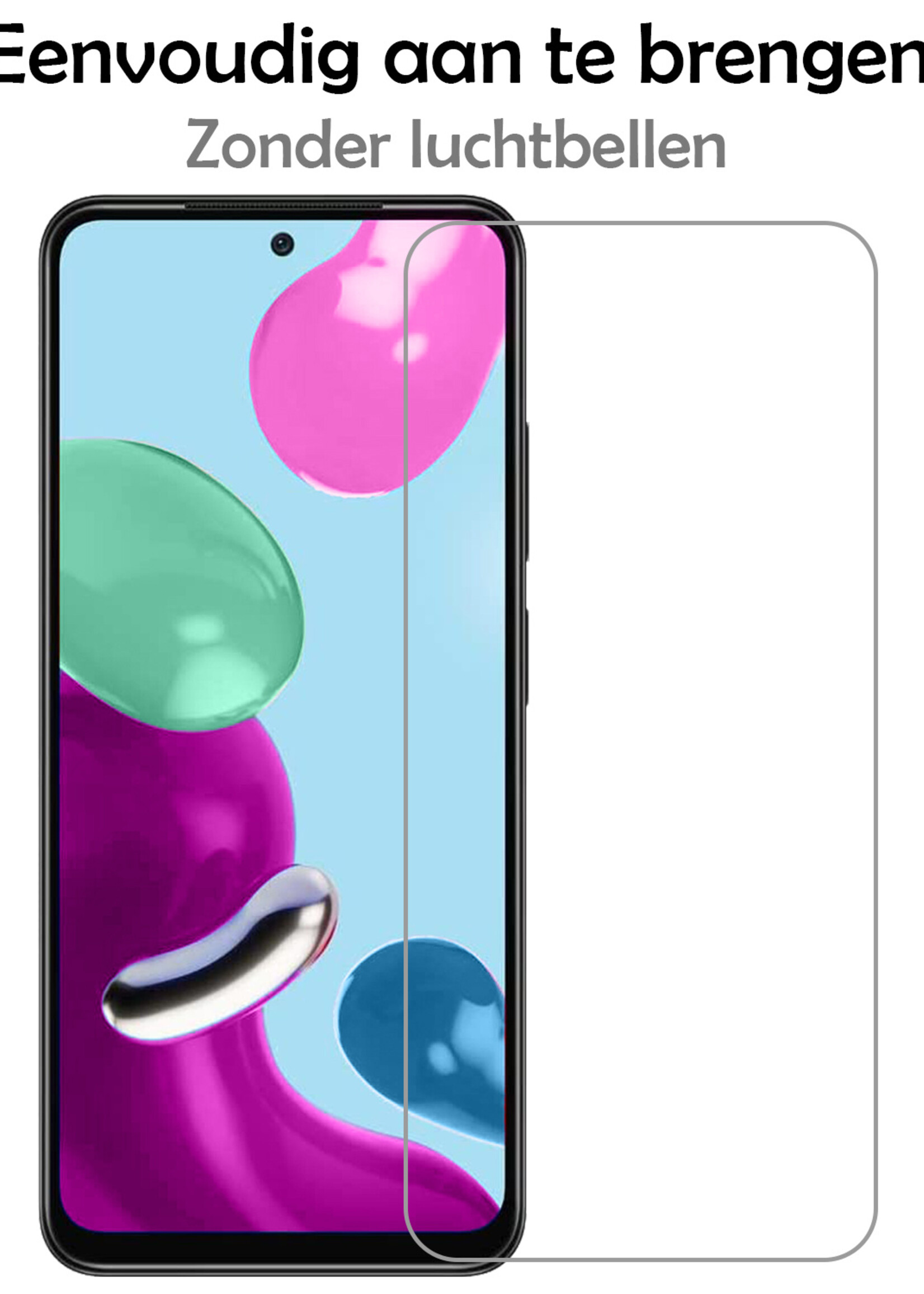 LUQ Hoesje Geschikt voor Xiaomi Redmi Note 11 Hoesje Siliconen Case Met Screenprotector - Hoes Geschikt voor Xiaomi Redmi Note 11 Hoes Siliconen - Groen