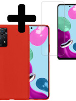 LUQ LUQ Xiaomi Redmi Note 11 Hoesje Siliconen Met Screenprotector - Rood