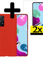 LUQ LUQ Xiaomi Redmi Note 11 Hoesje Siliconen Met 2x Screenprotector - Rood