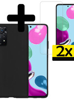 LUQ LUQ Xiaomi Redmi Note 11 Hoesje Siliconen Met 2x Screenprotector - Zwart