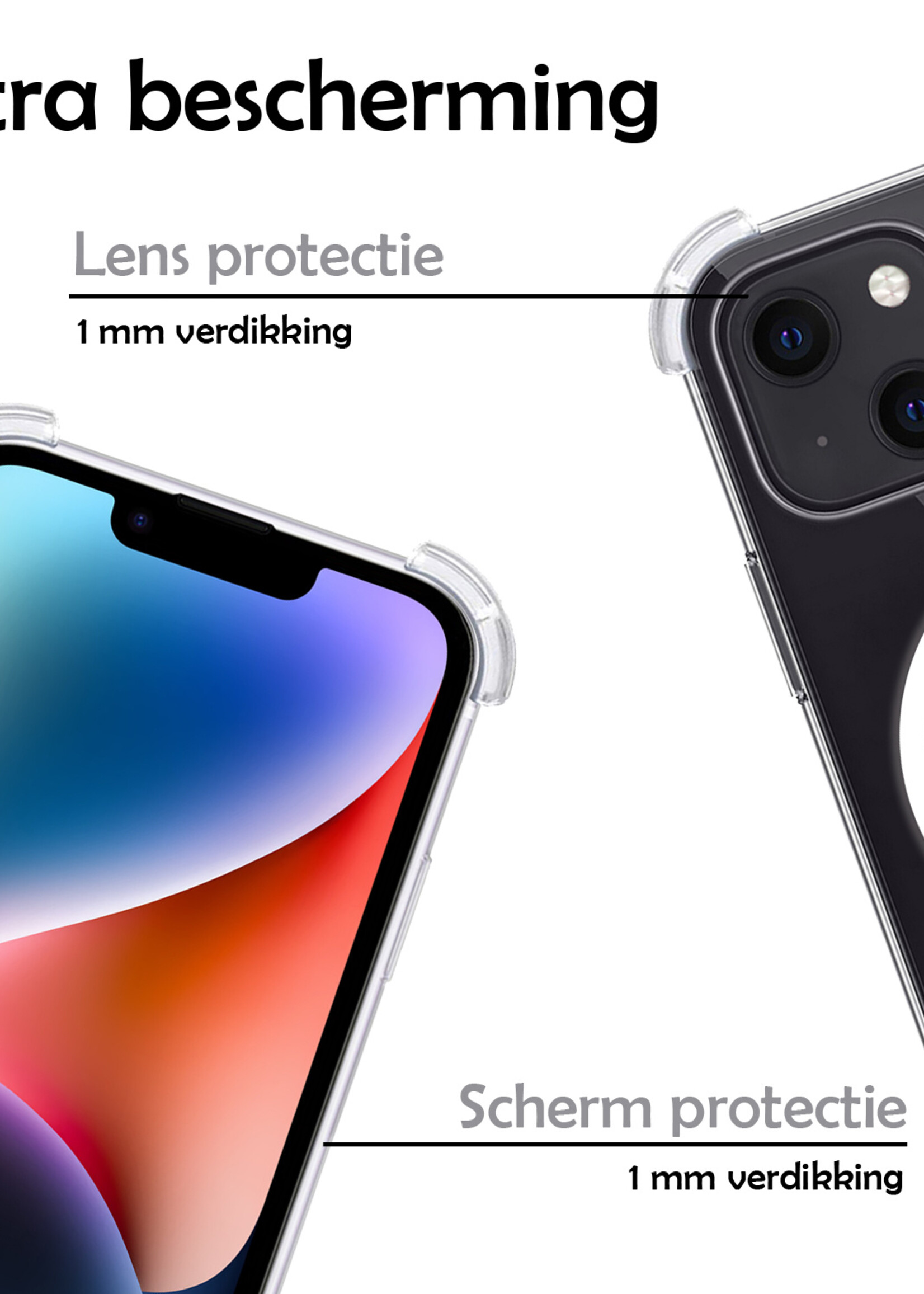LUQ Hoesje Geschikt voor iPhone 14 Plus Hoesje Geschikt voor Magsafe Shockproof Case - Hoes Geschikt voor iPhone 14 Plus Hoesje Magsafe Shock Proof - Transparant