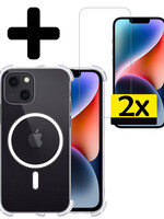 LUQ LUQ iPhone 14 Magsafe Hoesje Transparant Met 2x Screenprotector