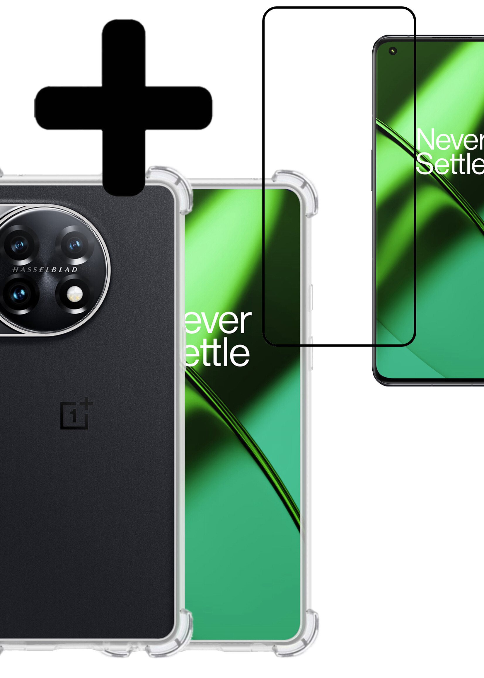 LUQ Hoesje Geschikt voor OnePlus 11 Hoesje Shockproof Case Siliconen Met Screenprotector - Hoes Geschikt voor OnePlus 11 Hoes Cover Siliconen - Transparant