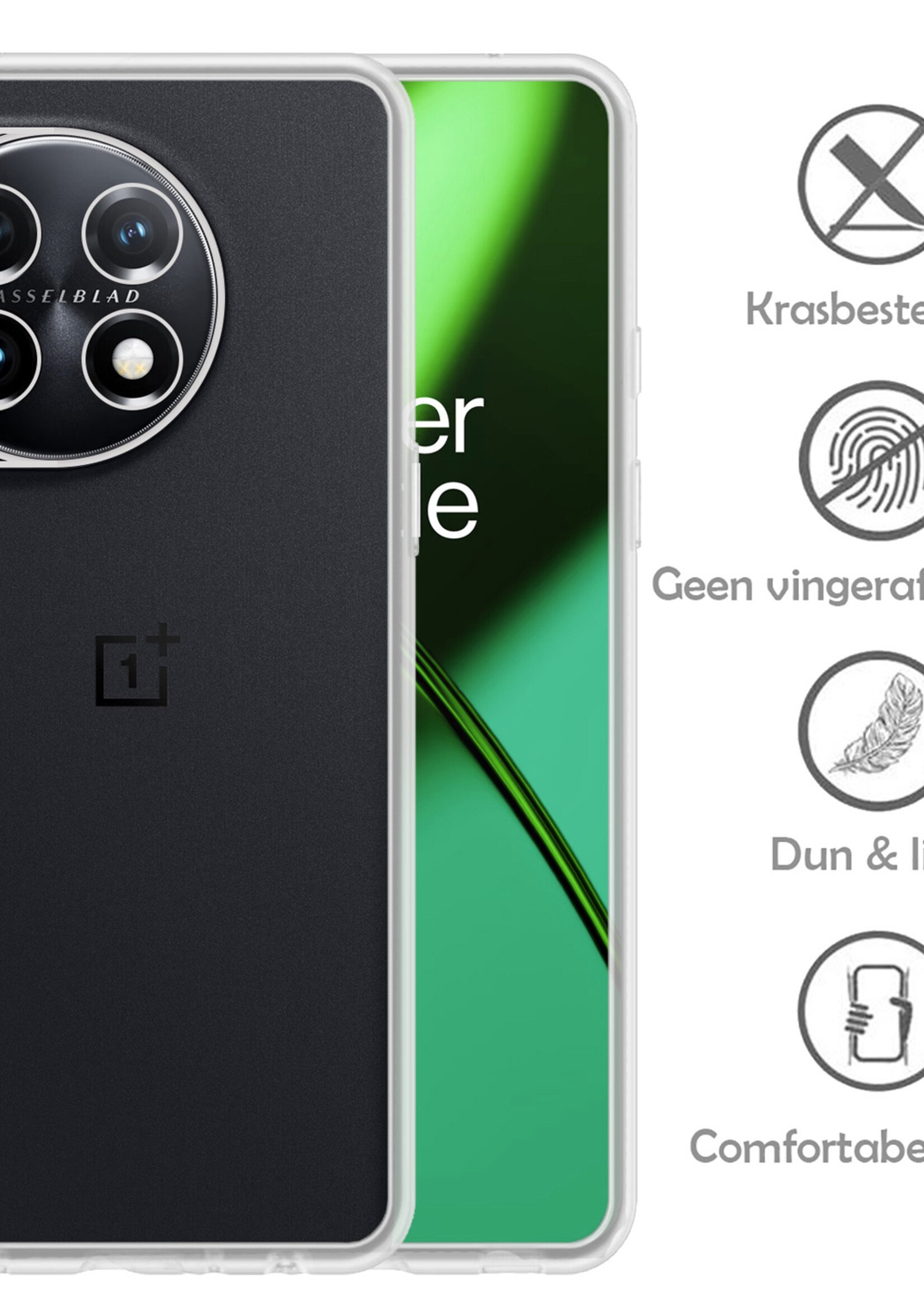 LUQ Hoesje Geschikt voor OnePlus 11 Hoesje Siliconen Case - Hoes Geschikt voor OnePlus 11 Hoes Siliconen - Transparant - 2 Stuks