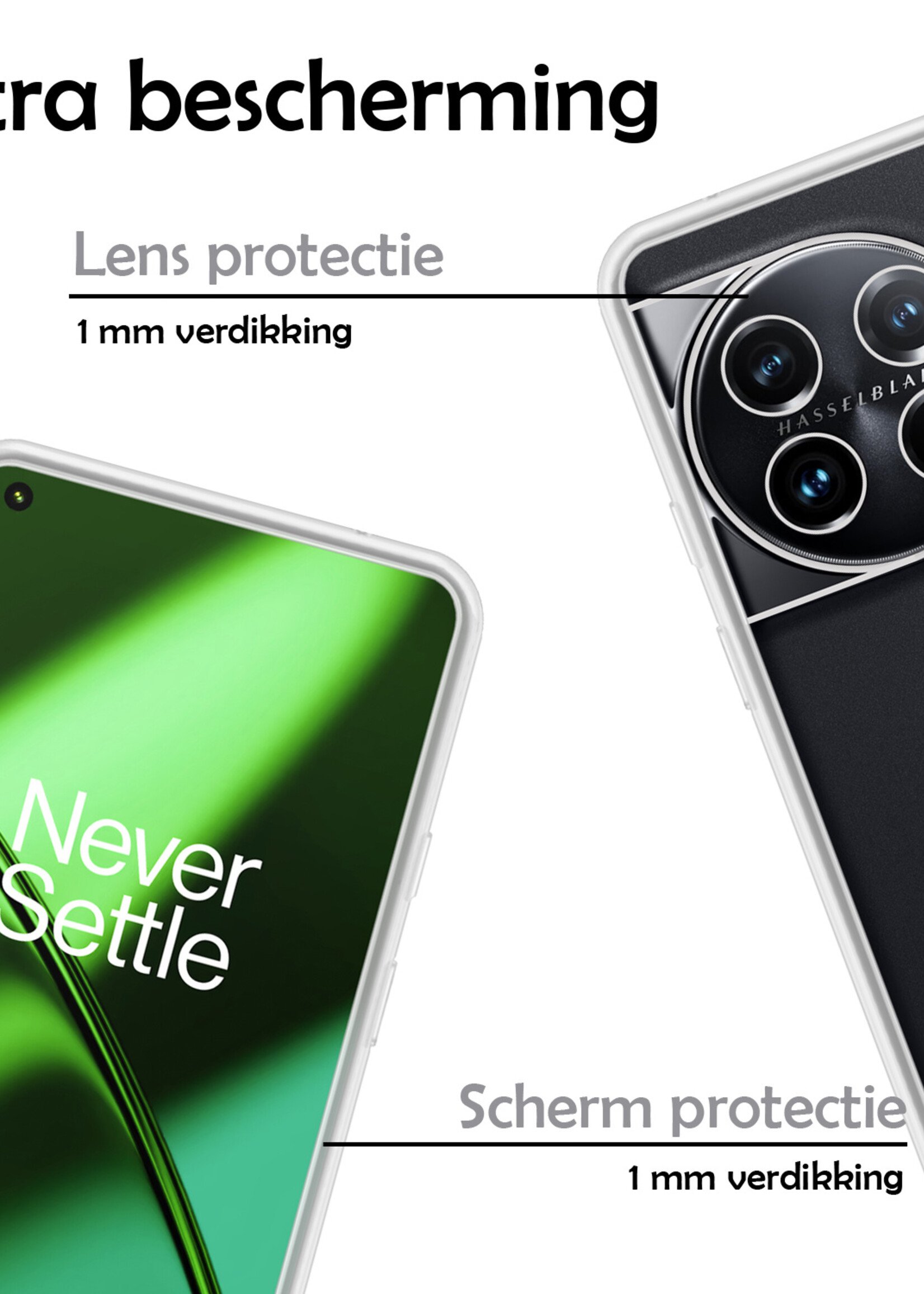 LUQ Hoesje Geschikt voor OnePlus 11 Hoesje Siliconen Case - Hoes Geschikt voor OnePlus 11 Hoes Siliconen - Transparant - 2 Stuks