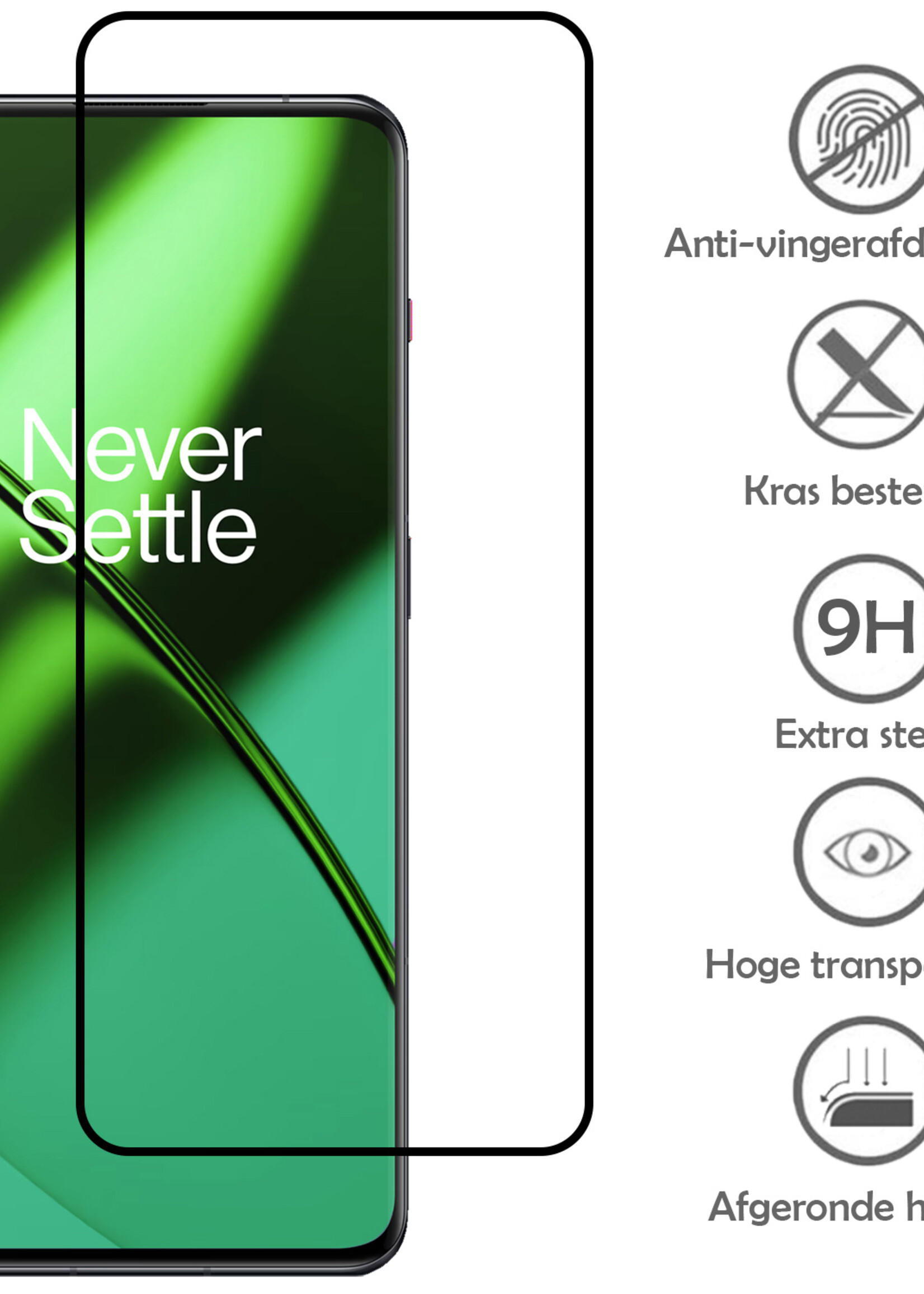 LUQ Screenprotector Geschikt voor OnePlus 11 Screenprotector Glas Full Cover - Screenprotector Geschikt voor OnePlus 11 Screenprotector Full Cover