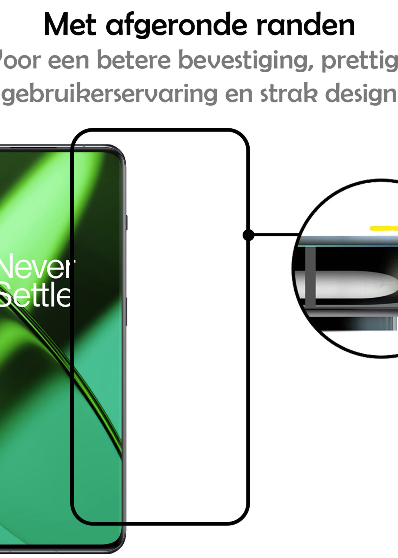 LUQ Screenprotector Geschikt voor OnePlus 11 Screenprotector Glas Full Cover - Screenprotector Geschikt voor OnePlus 11 Screenprotector Full Cover